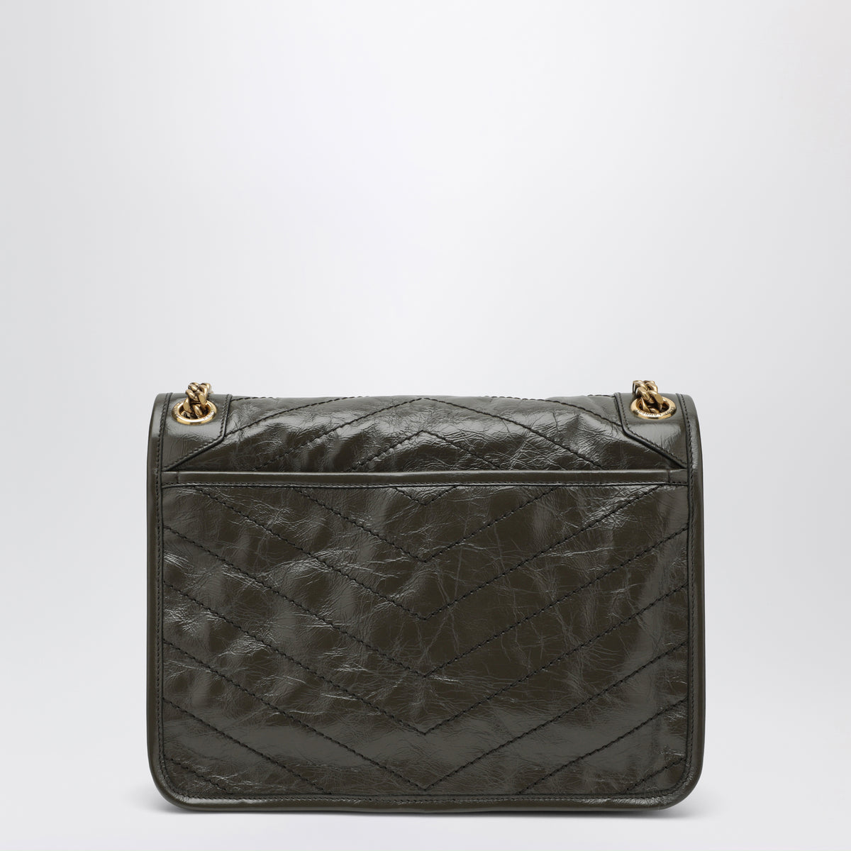 Mittelgroße gesteppte Niki Tasche aus Vintage-Leder in Light Musk
