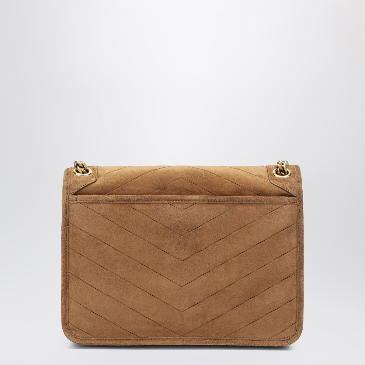 Mittelgroße Niki Tasche aus Veloursleder in Cognac Caramel