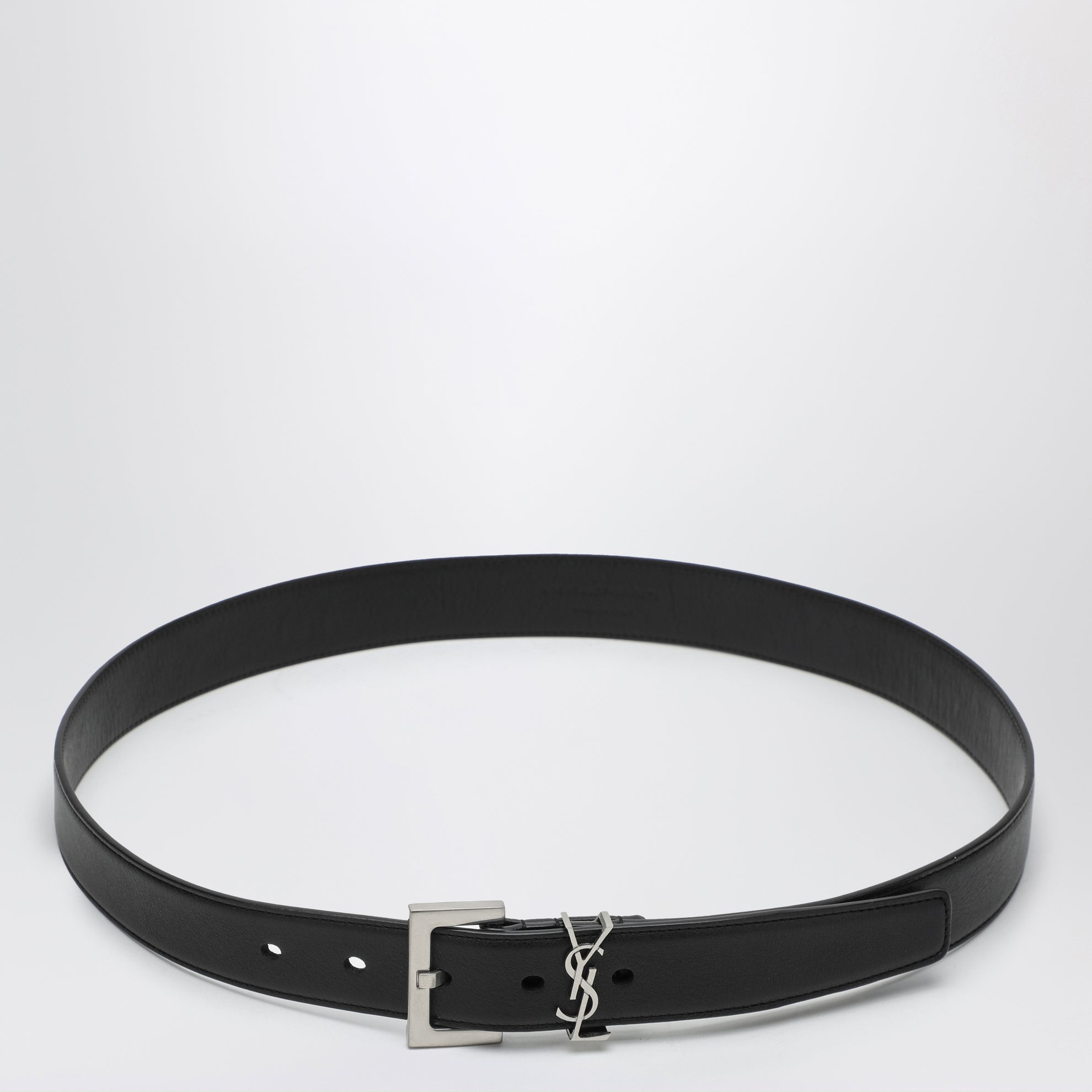 Cassandre black smooth leather belt