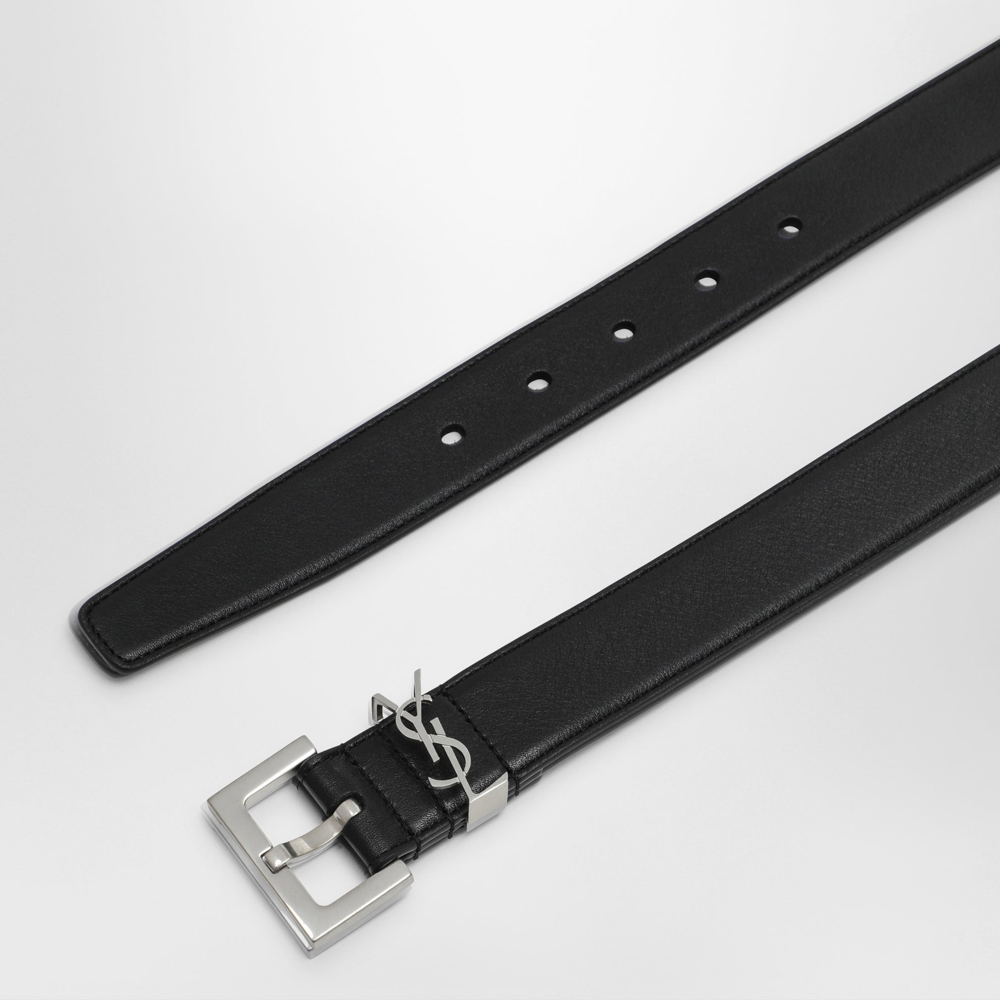 Cassandre black smooth leather belt