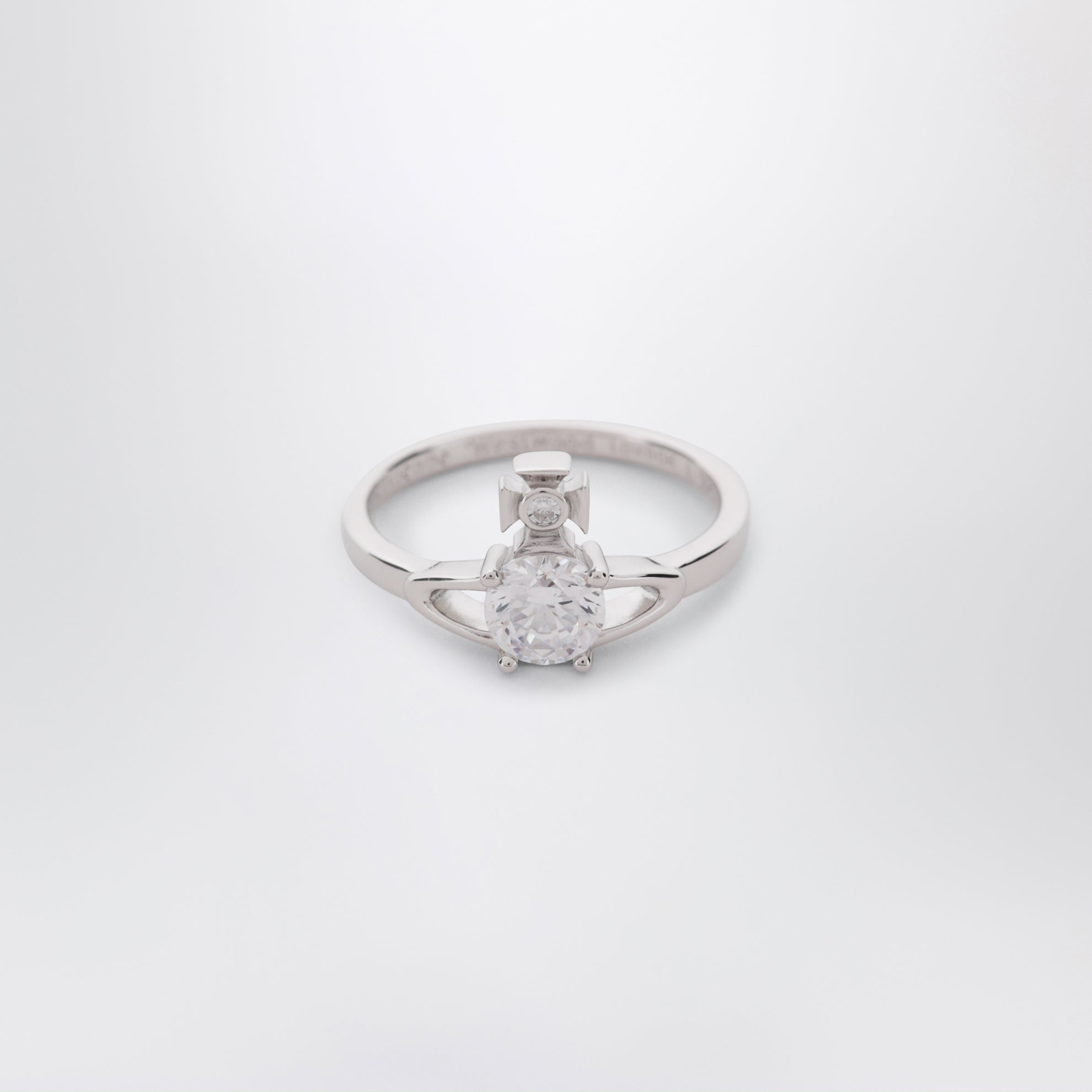 Reina Petite Ring With Orb Logo And Crystals