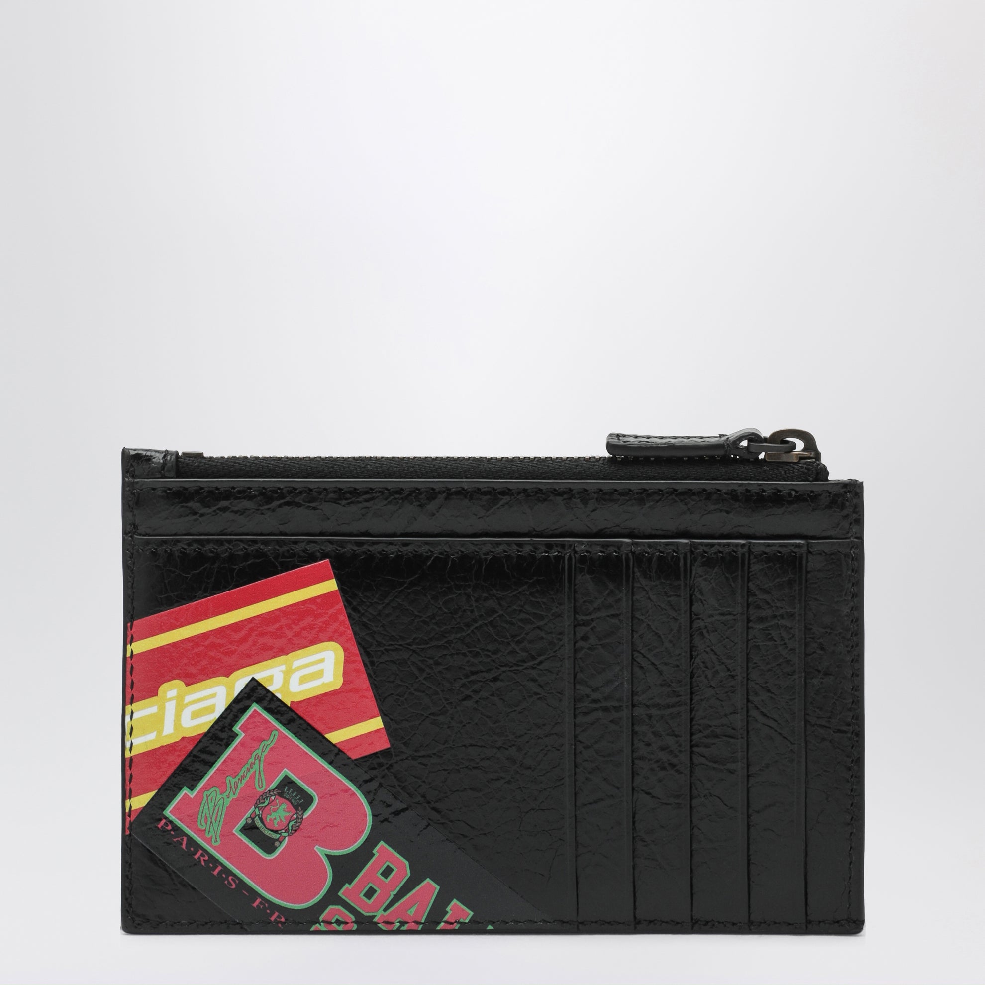 Large black leather Cash coin purse
