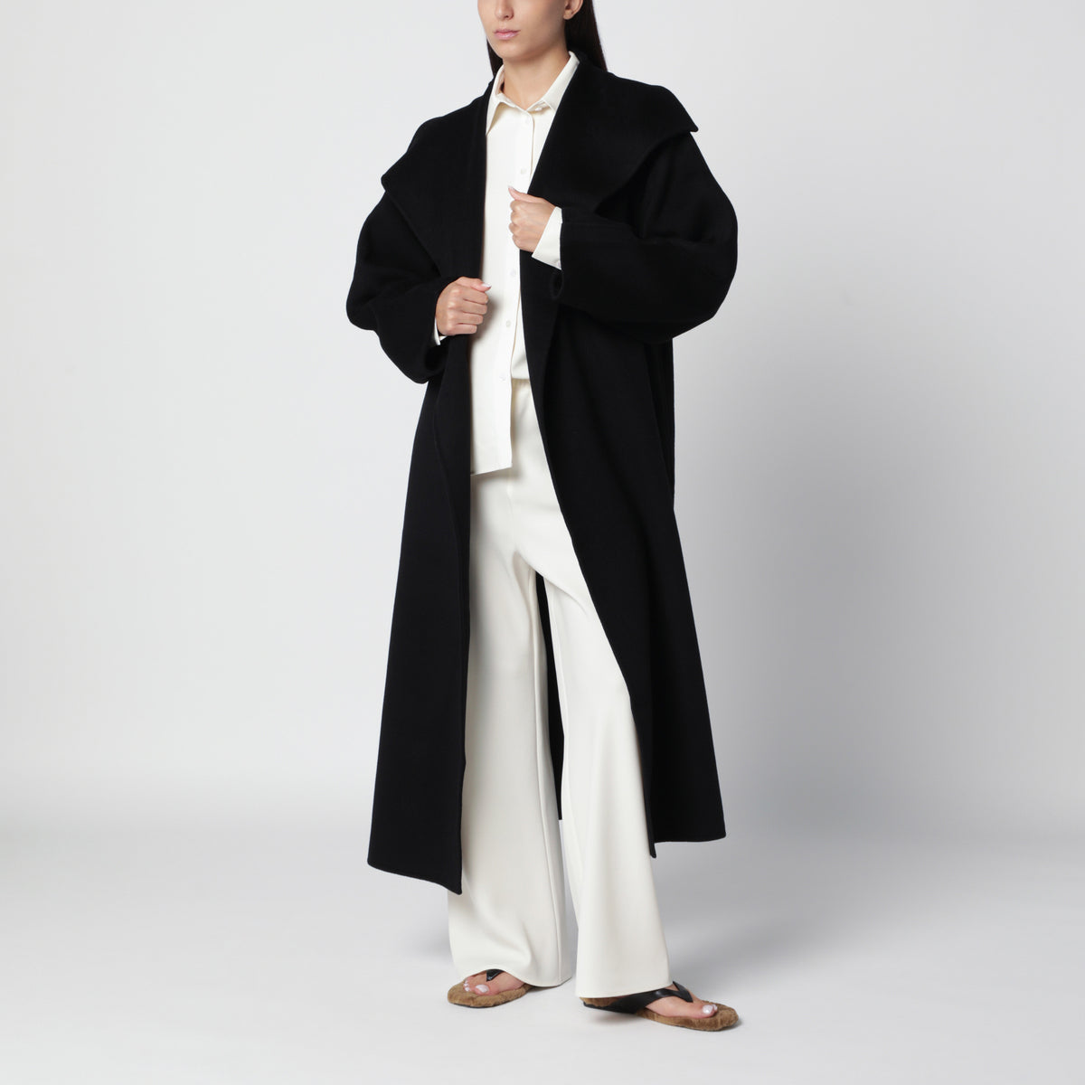 Kaity Doublé black wool and cashmere coat