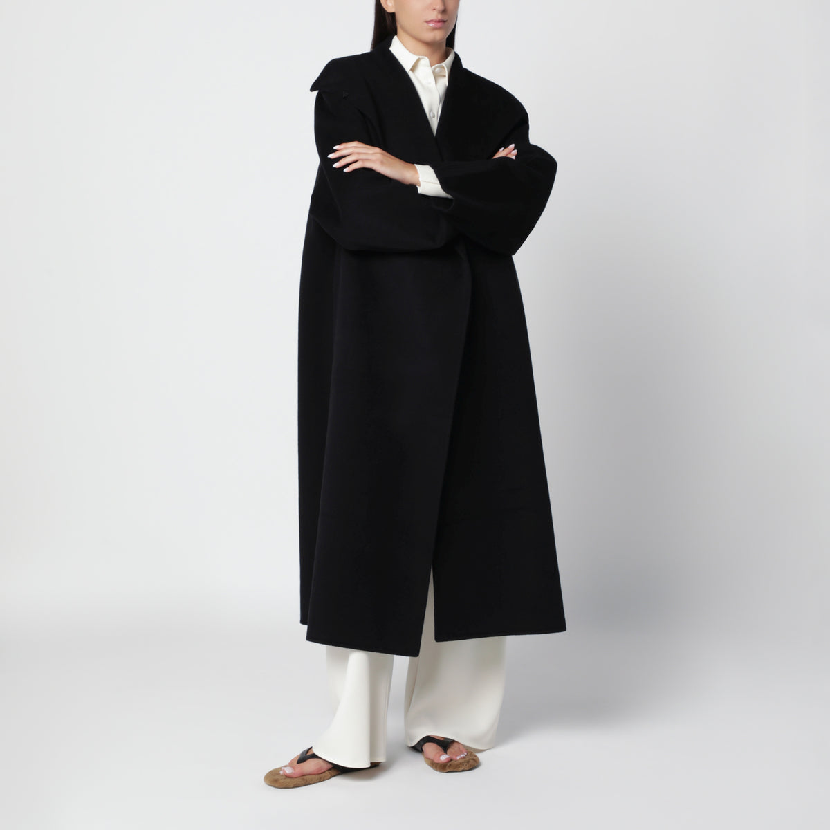 Kaity Doublé black wool and cashmere coat