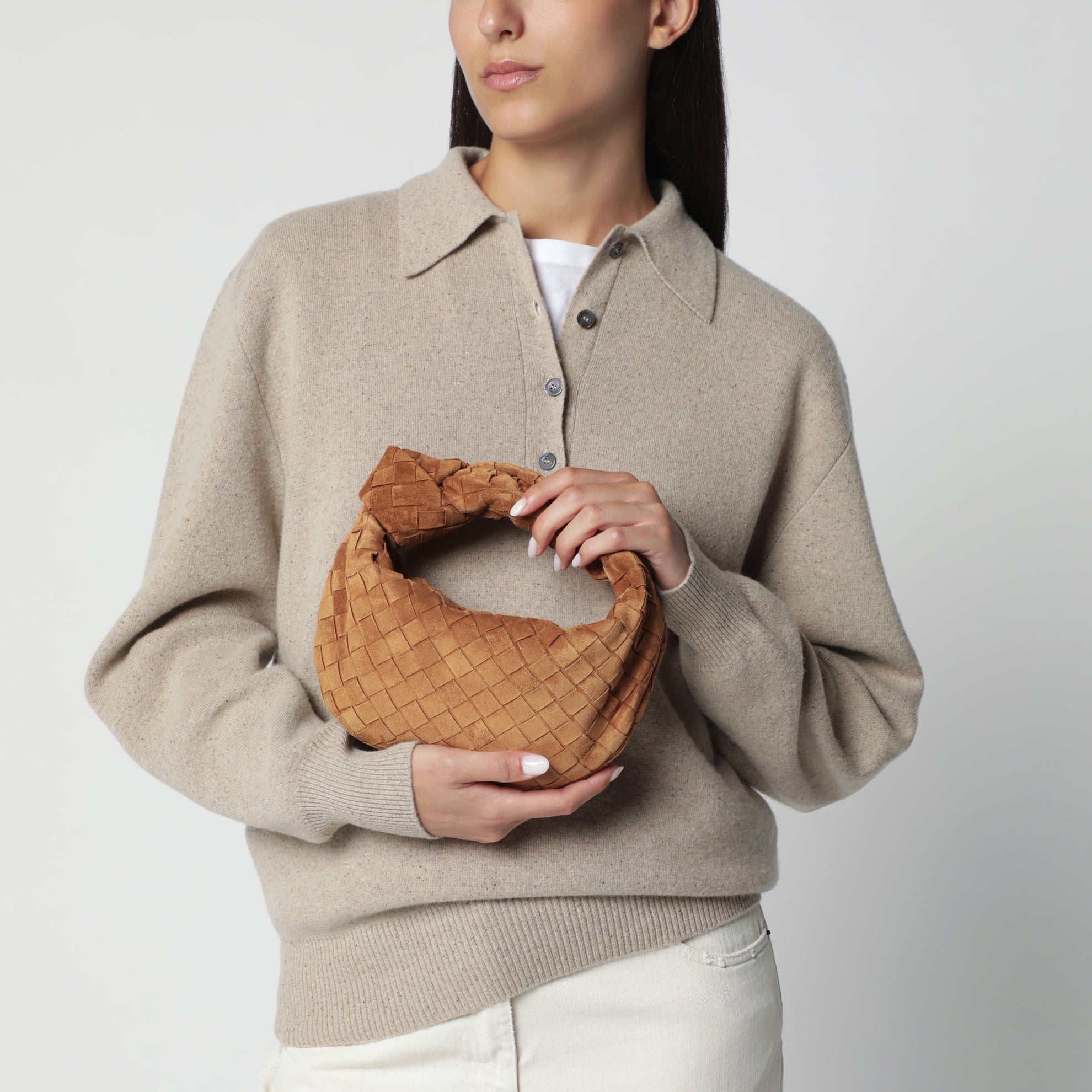 Borsa Mini Jodie in suede color Amber