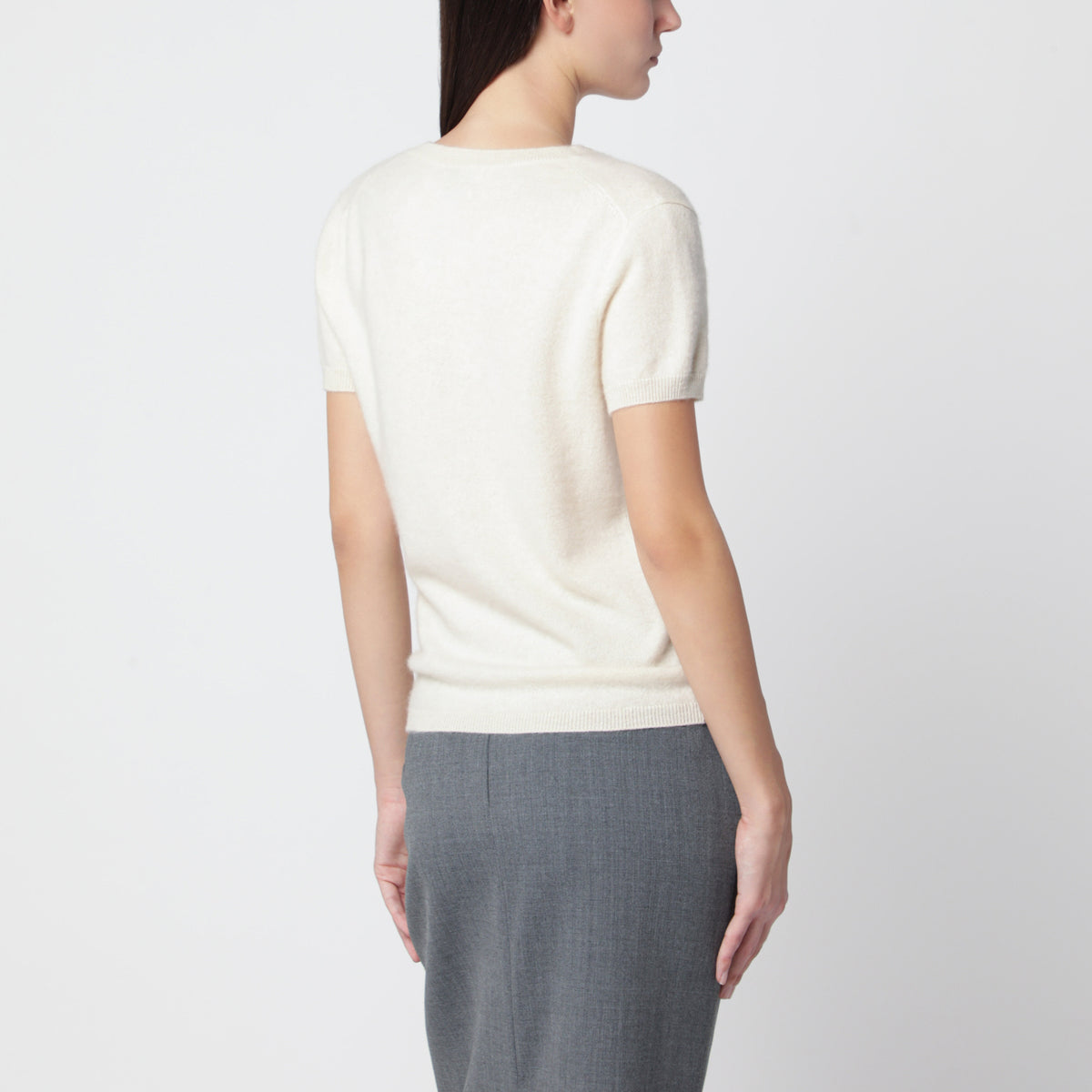 Top Agmes color vaniglia in cashmere biologico