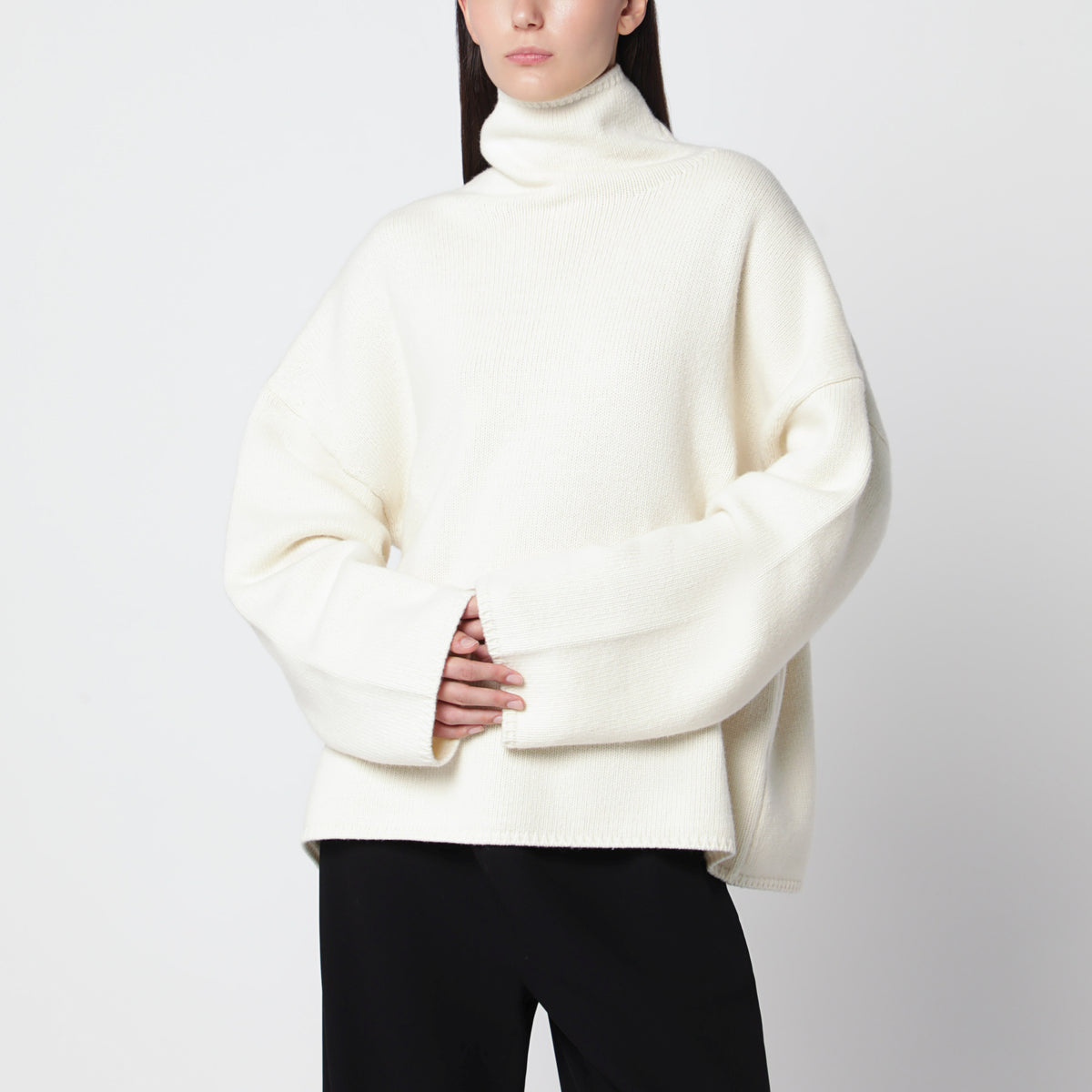 Pull Amie couleur crème en laine mérinos et cachemire