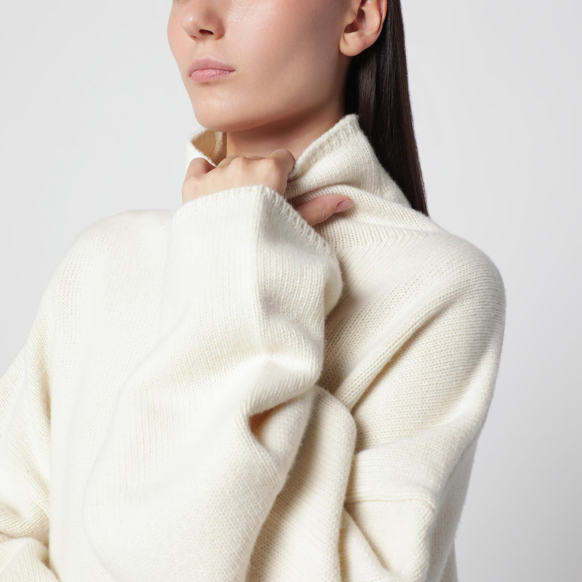 Pull Amie couleur crème en laine mérinos et cachemire