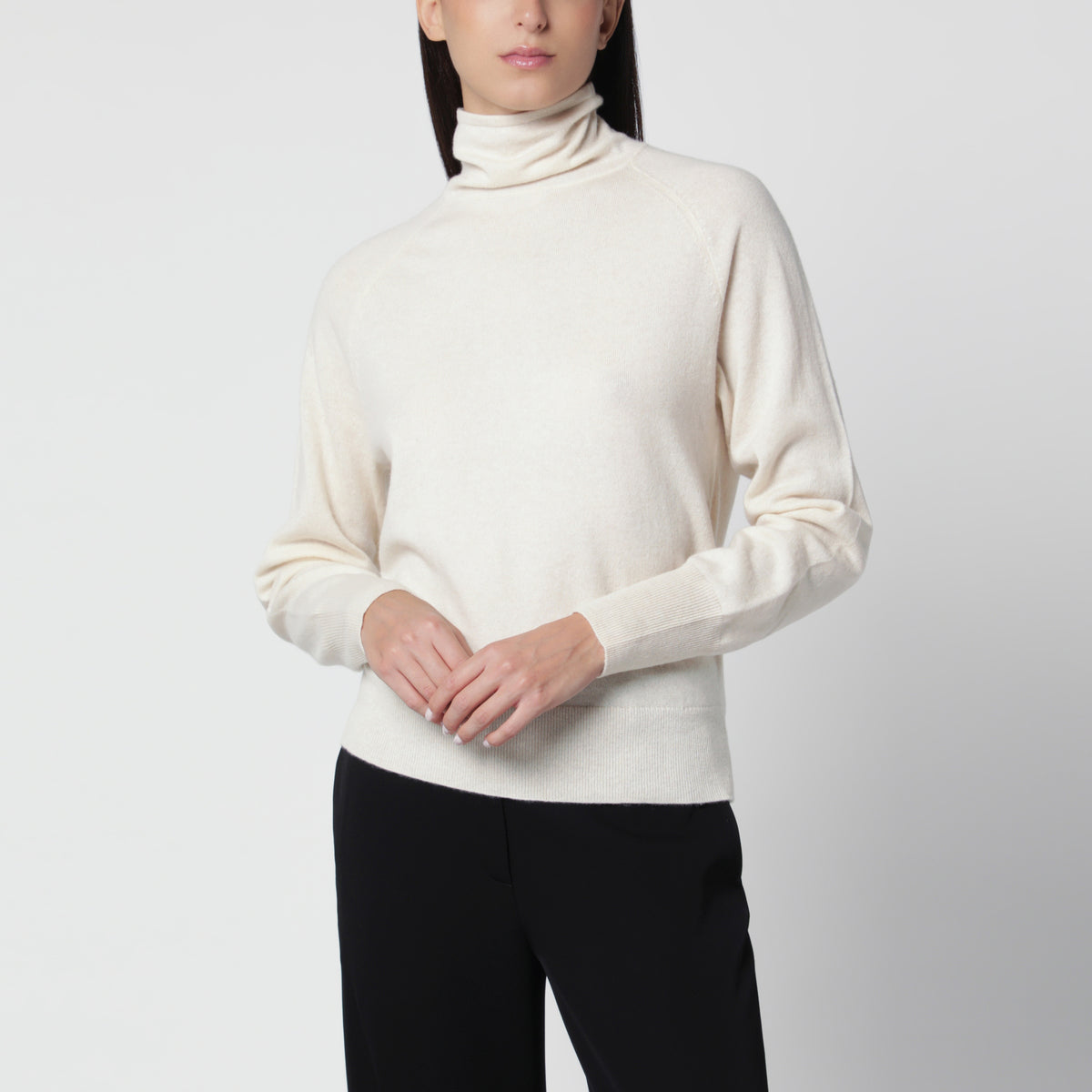 Pull à col roulé Farra couleur vanille en cachemire
