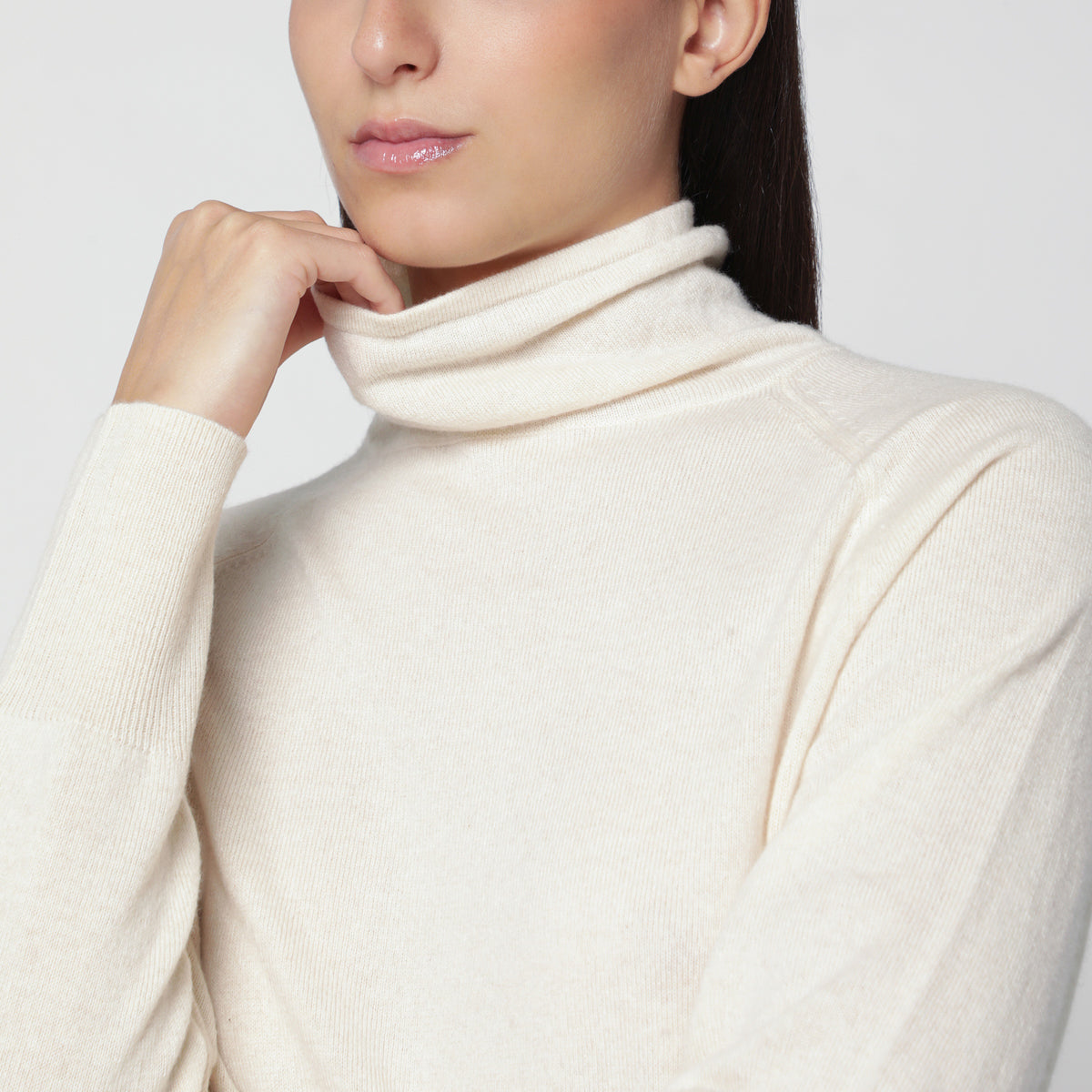 Pull à col roulé Farra couleur vanille en cachemire