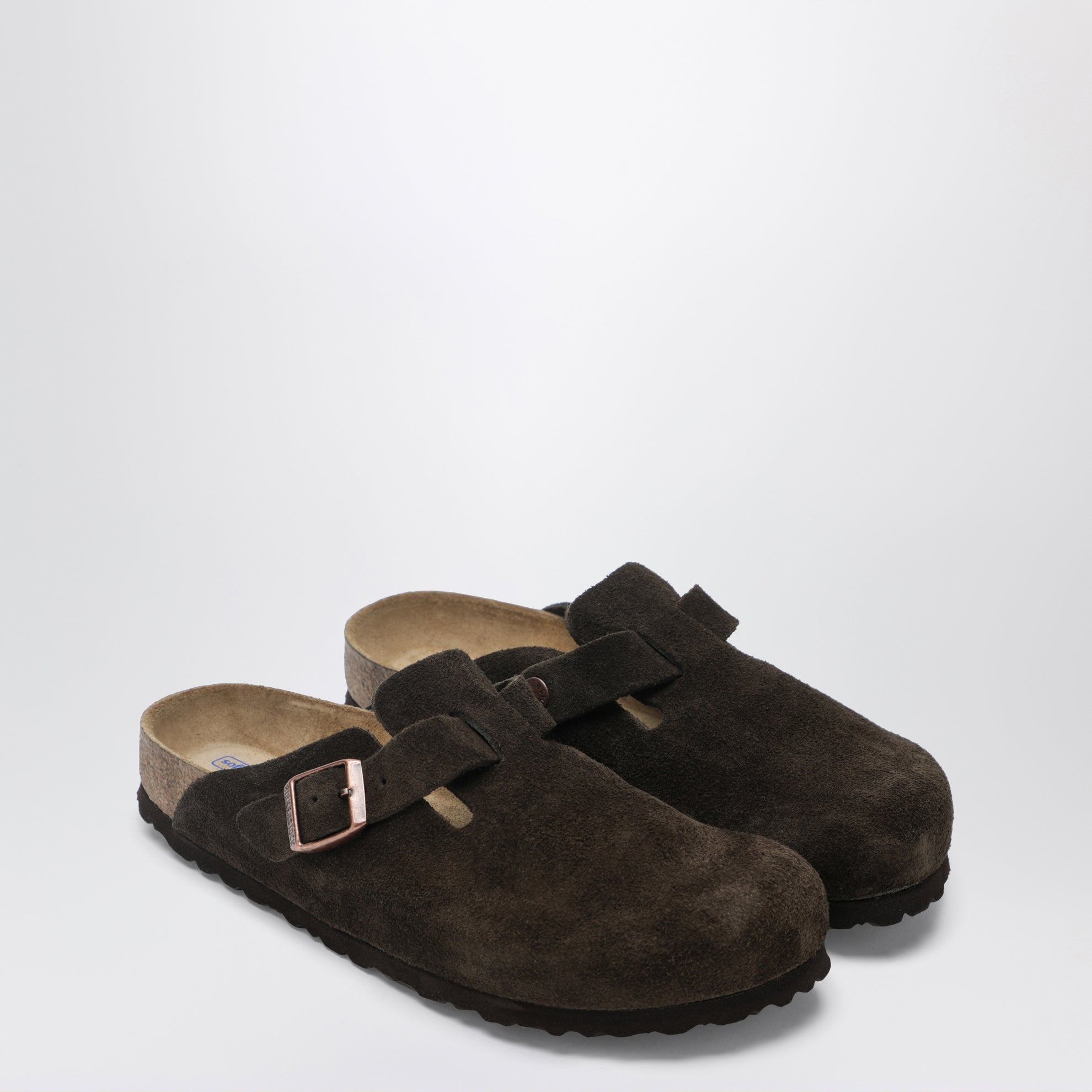 Brown suede Boston clogs by Birkenstock