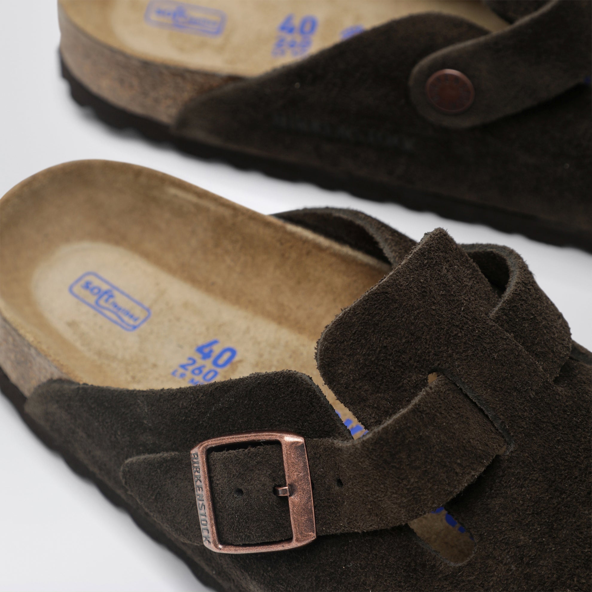 Brown suede Boston clogs by Birkenstock