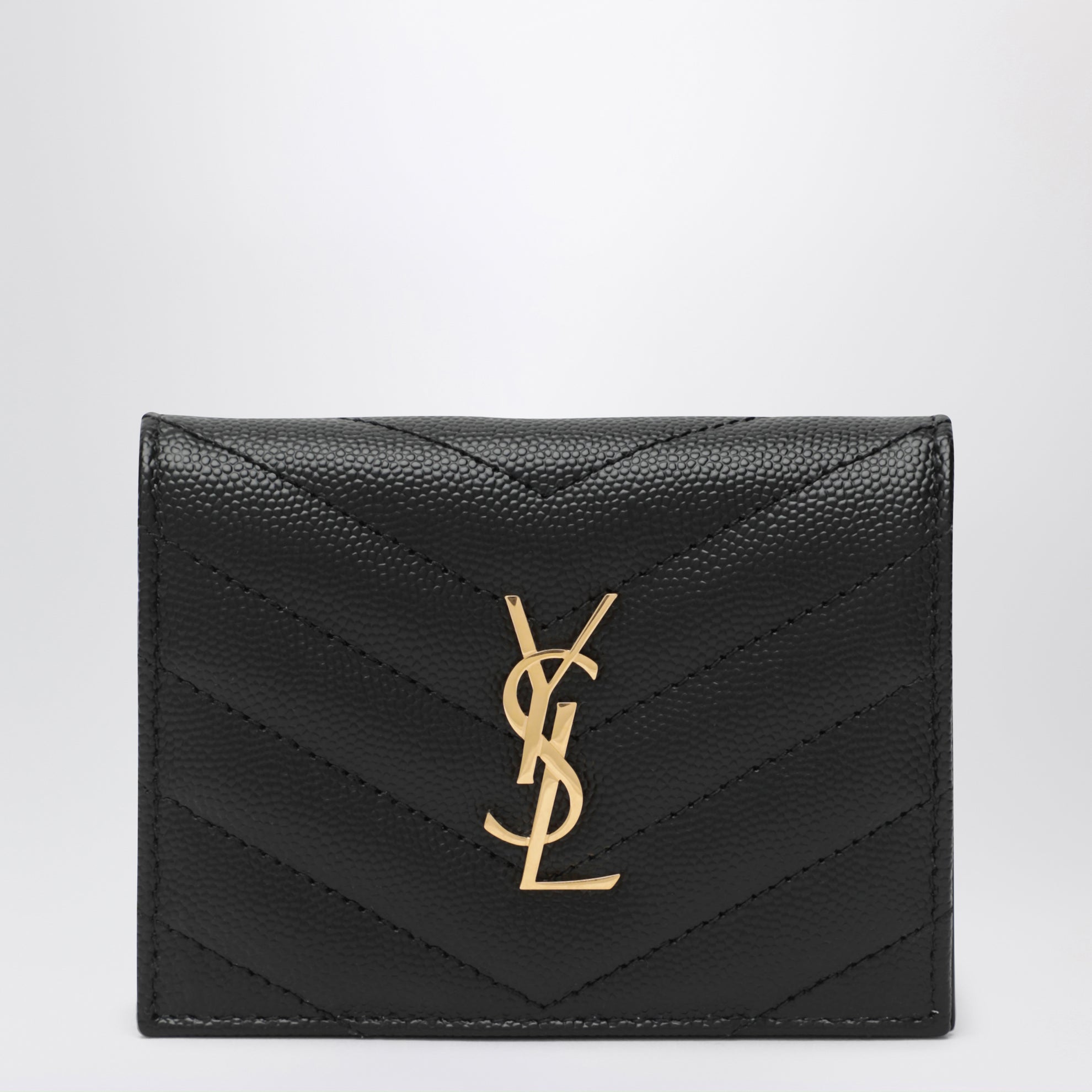 Black Cassandre Matelassé Flap Card Holder