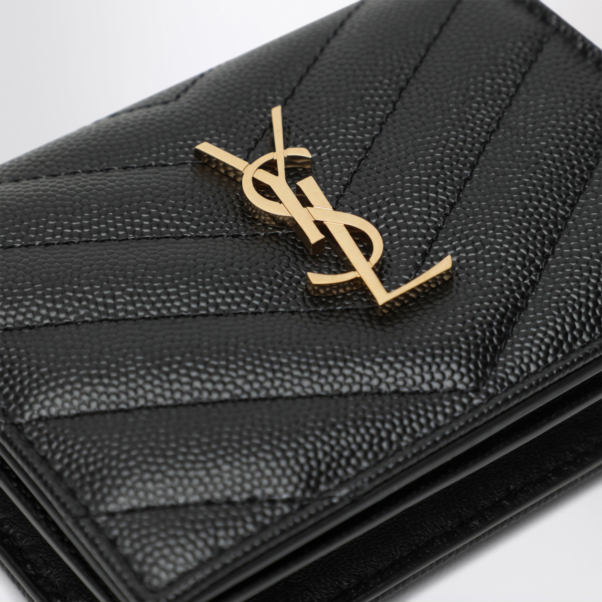 Black Cassandre Matelassé Flap Card Holder