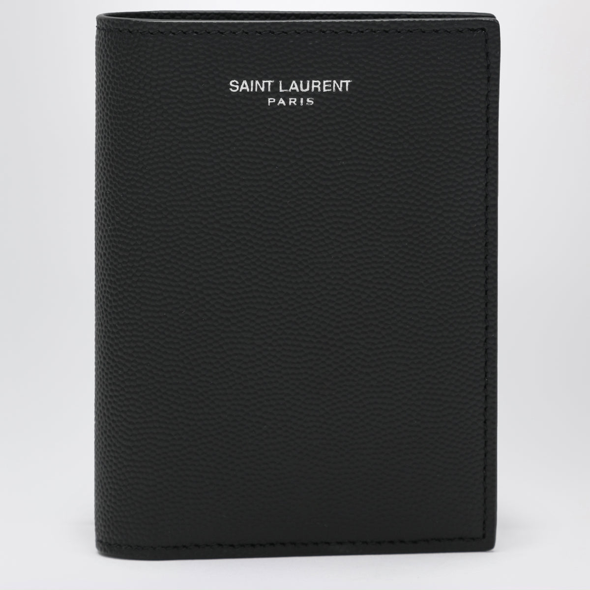 Card holder in black grain de poudre leather