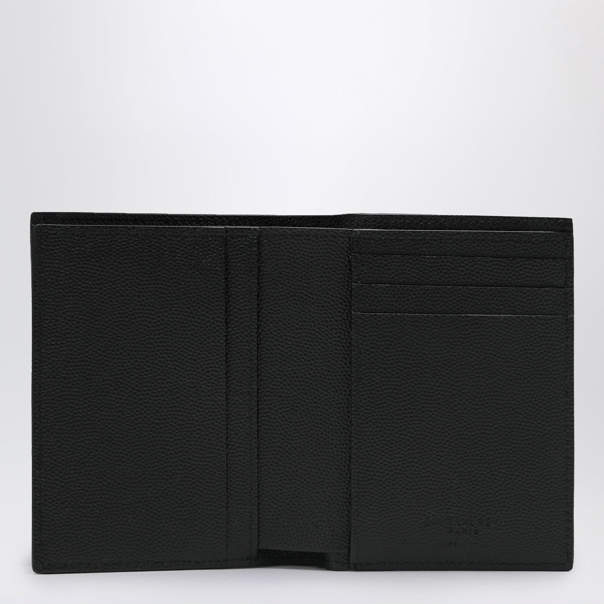 Card holder in black grain de poudre leather