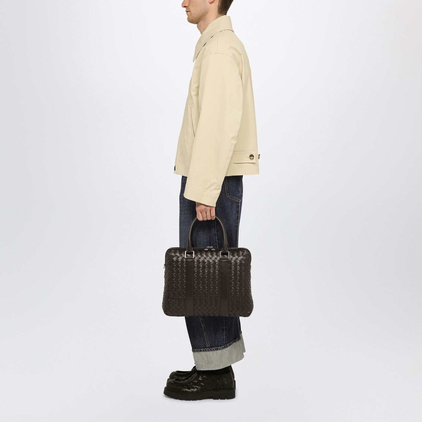 Intrecciato Brown small Business Bag