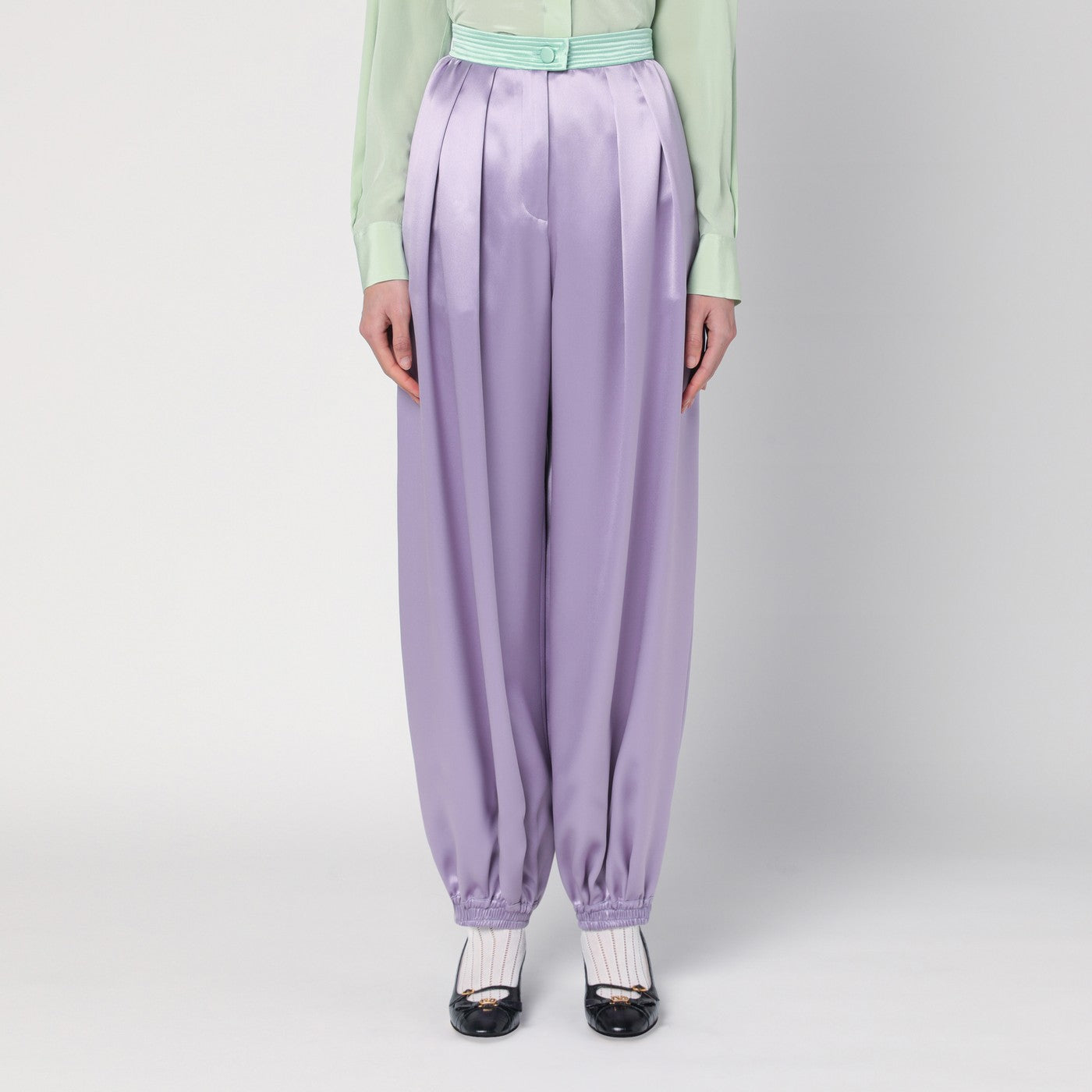 Wide lilac silk pants