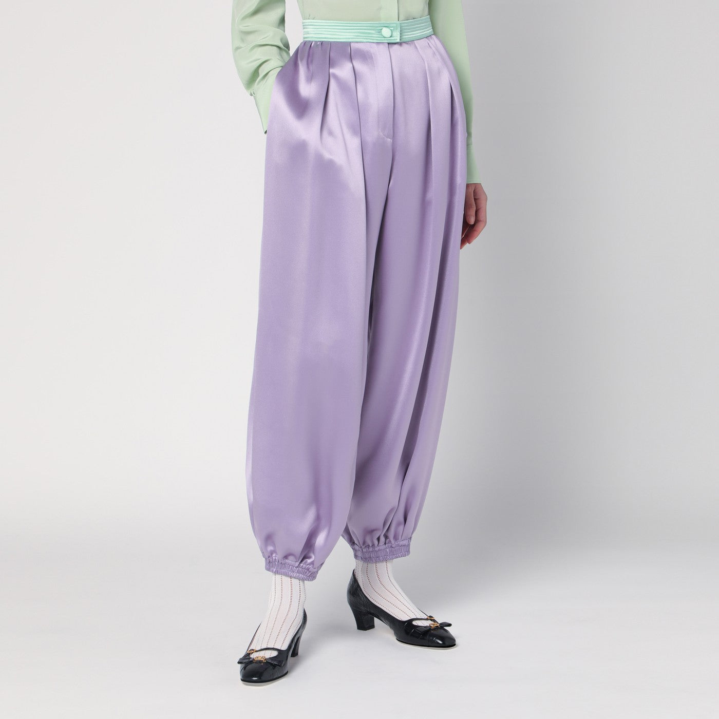 Wide lilac silk pants
