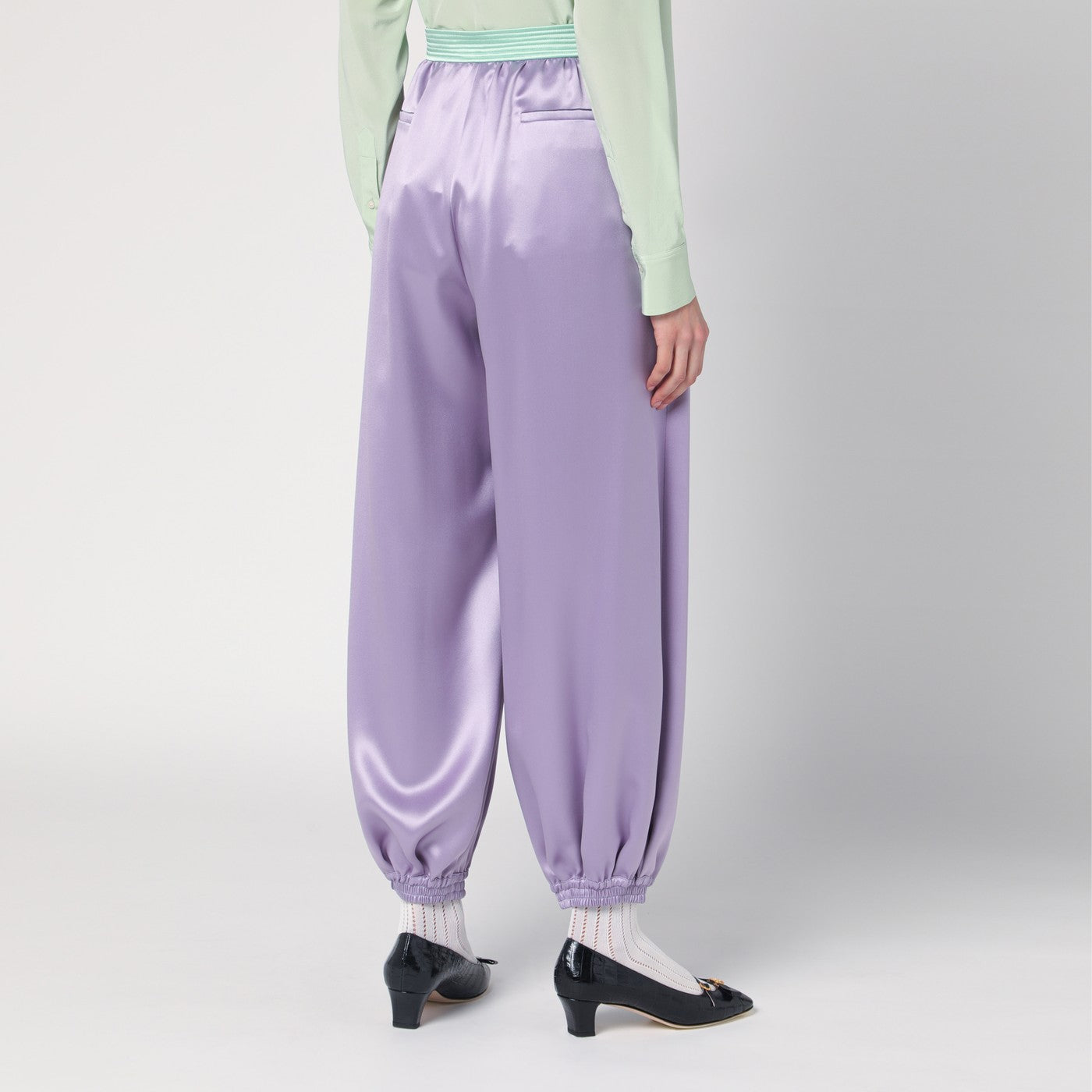Wide lilac silk pants