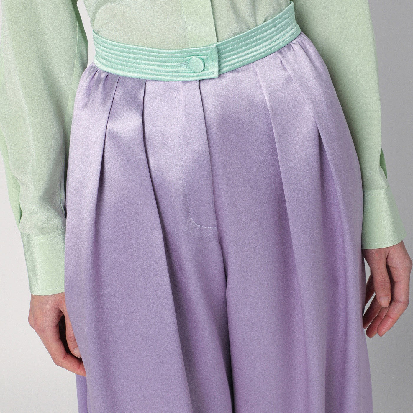 Wide lilac silk pants