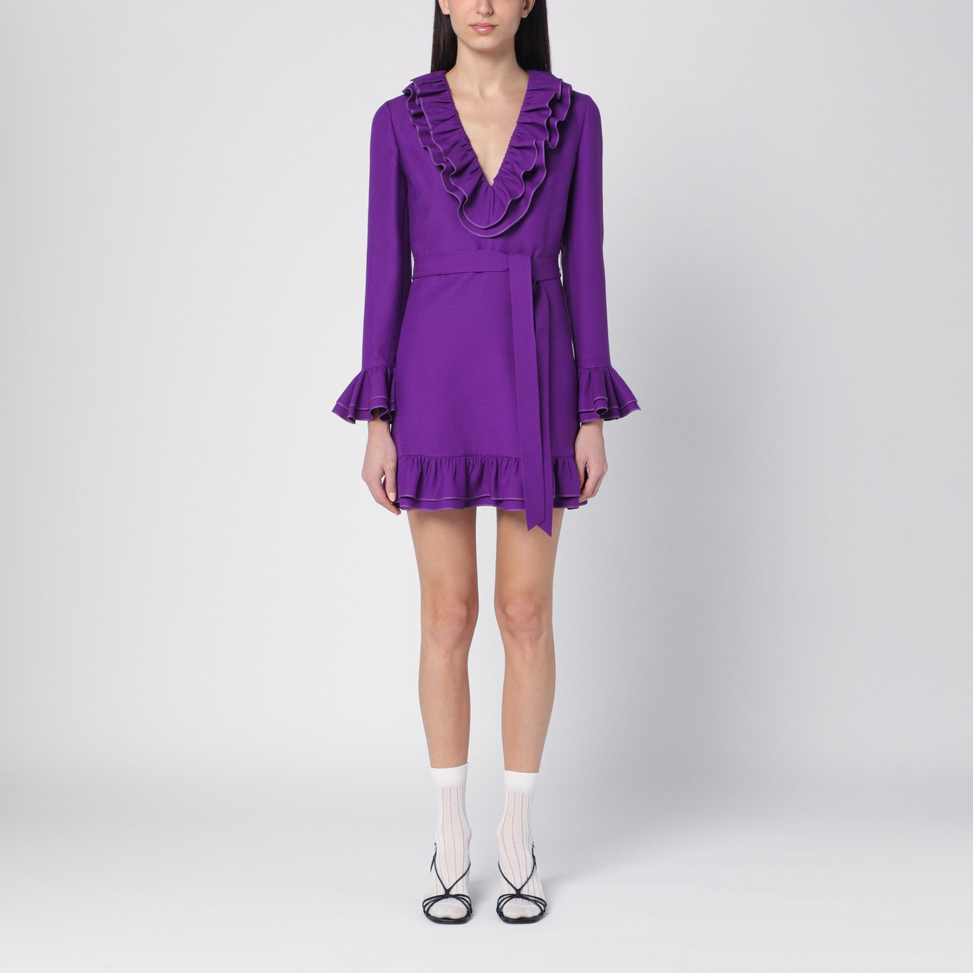 Valentino Purple wool and silk mini dress Valentino Purple wool and silk mini dress