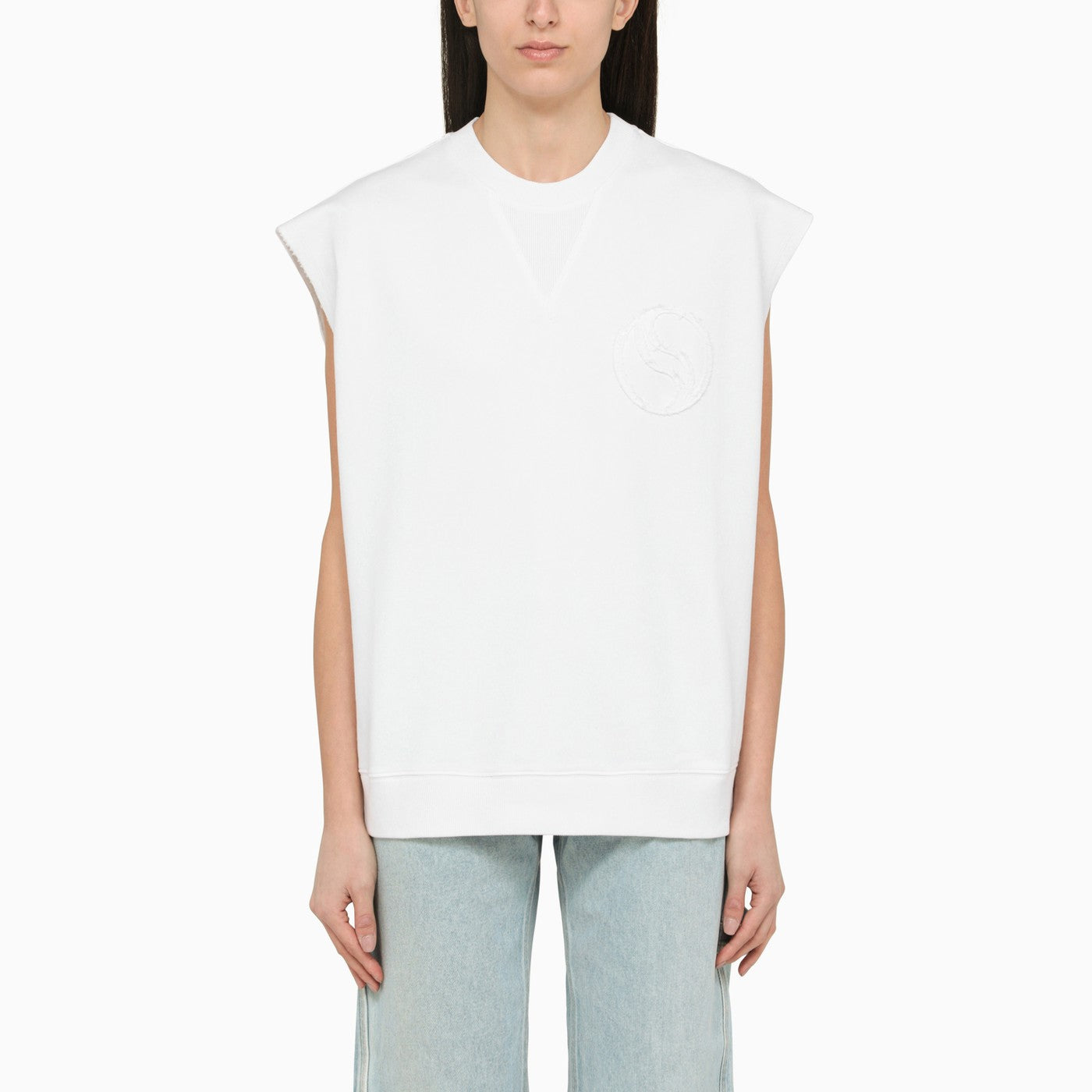 Débardeur oversize blanc en coton avec logo