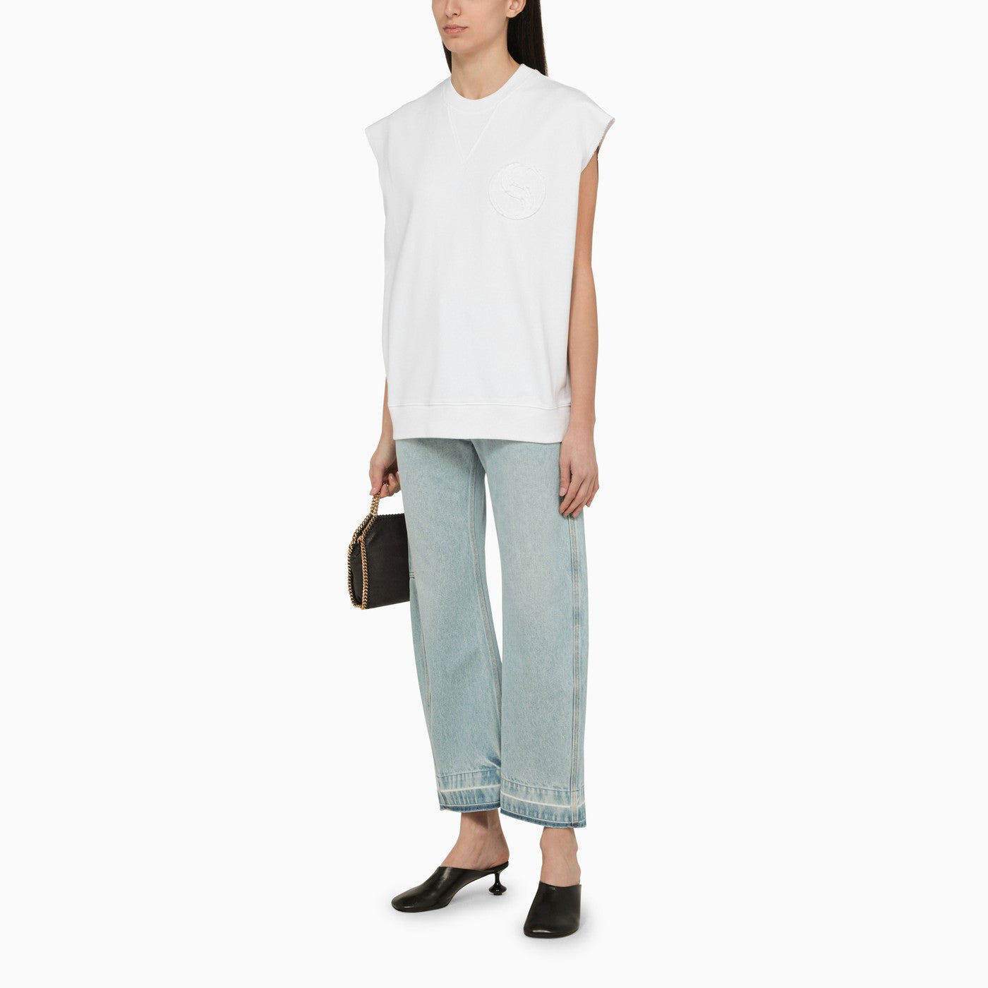 Débardeur oversize blanc en coton avec logo