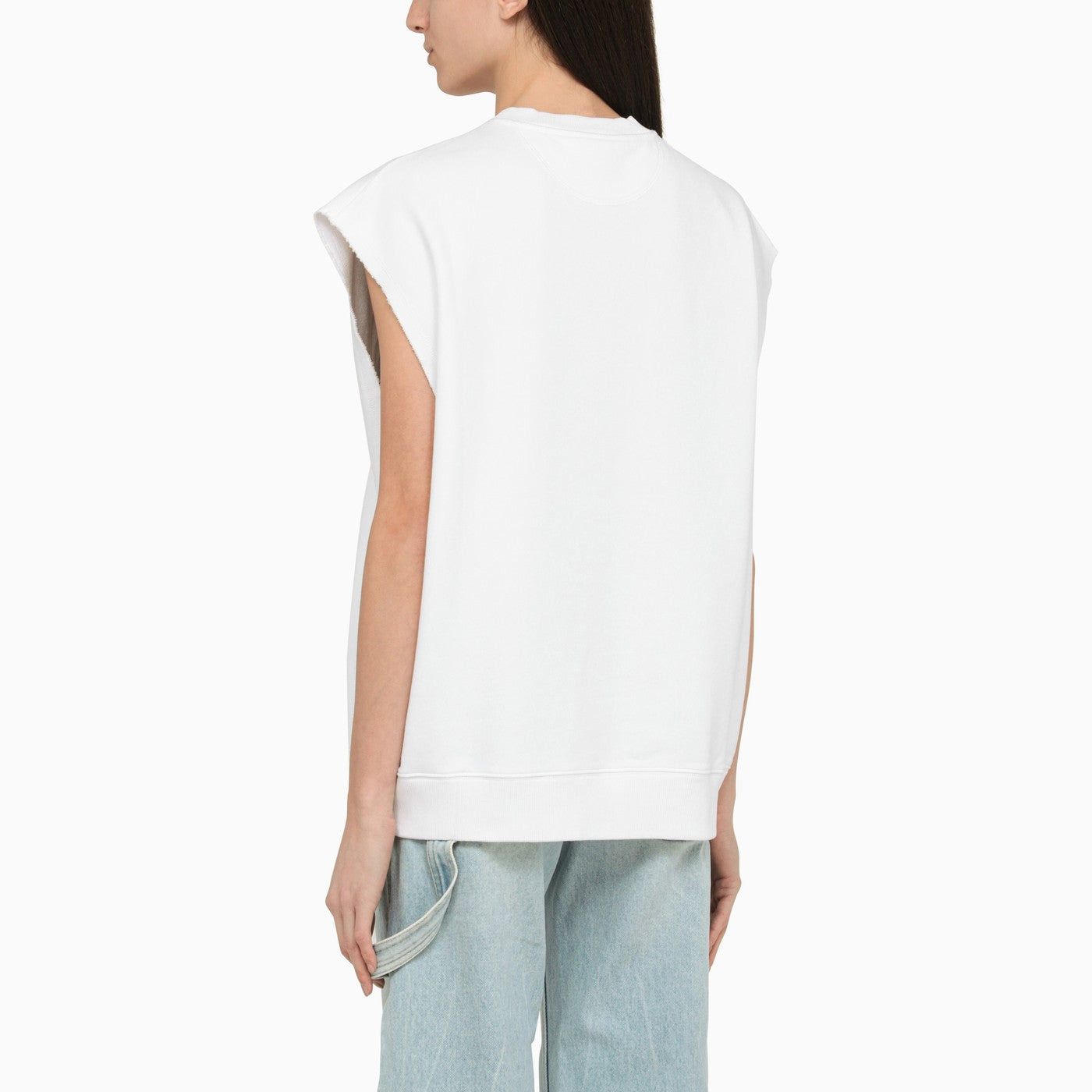 Débardeur oversize blanc en coton avec logo