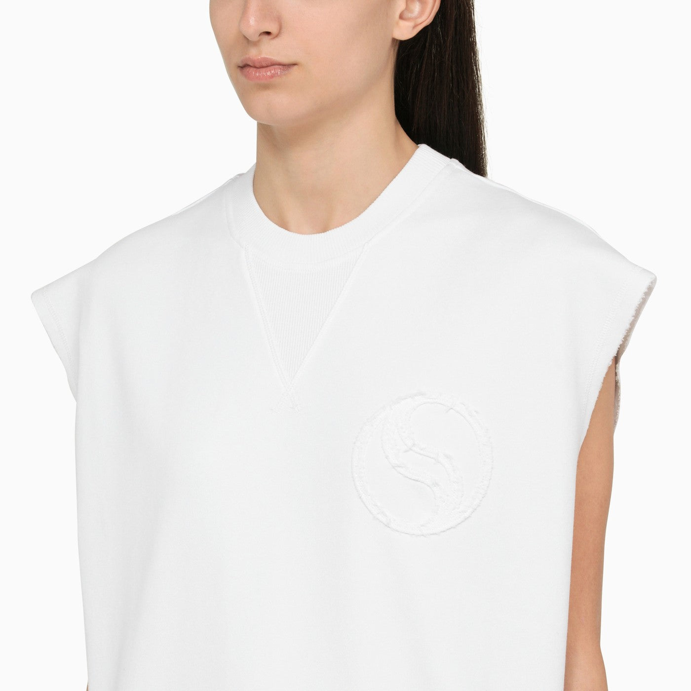 Débardeur oversize blanc en coton avec logo