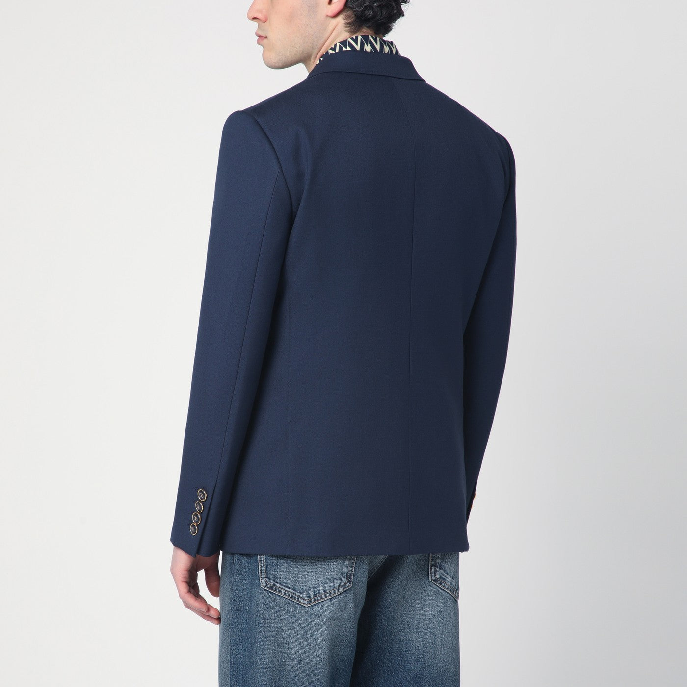 Blue single-breasted wool jacket