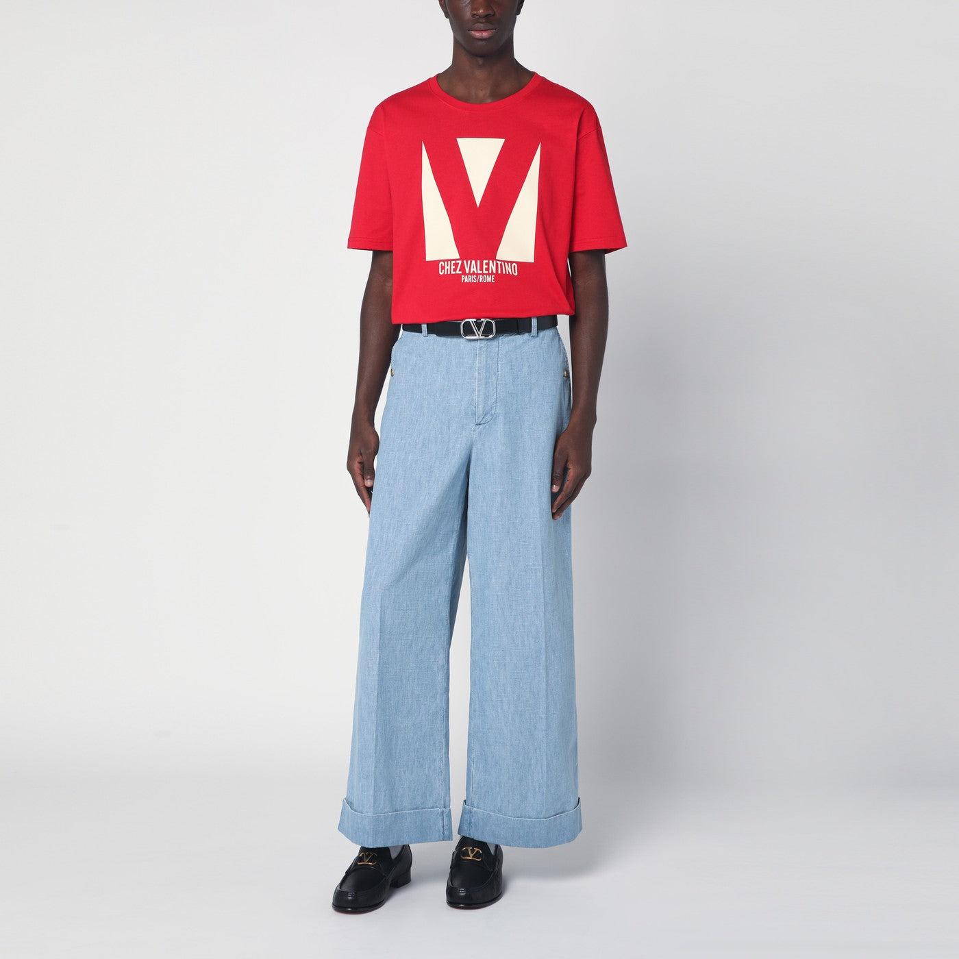 T-shirt rouge avec imprimé Chez Valentino