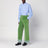 Pantalone verde in velluto con fondo in jacquard