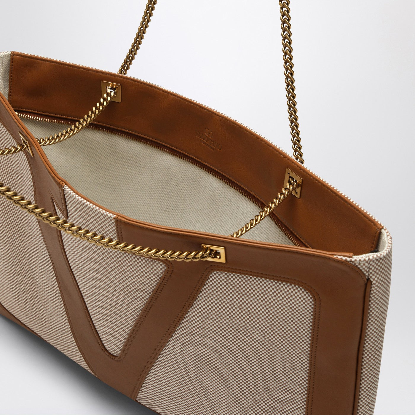 Large Viva Superstar Bag in Natural/Spice Canvas