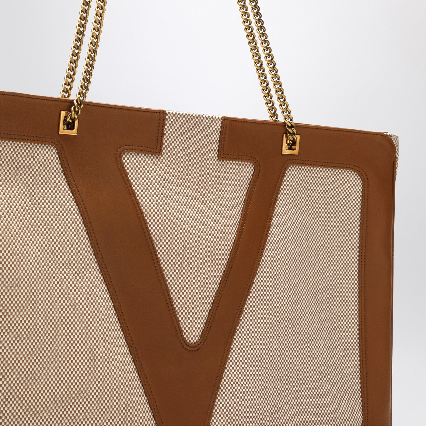 Large Viva Superstar Bag in Natural/Spice Canvas