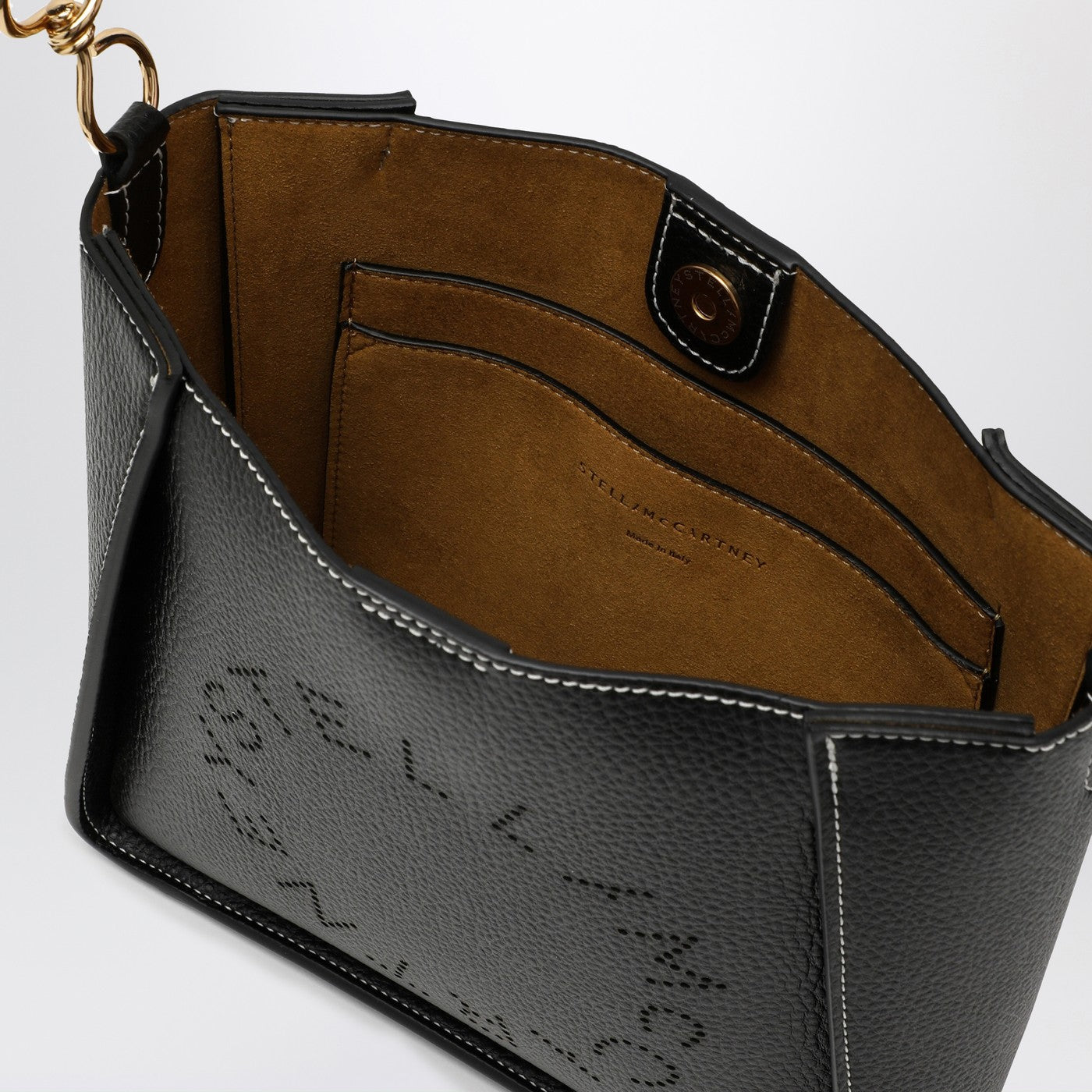 Stella McCartney Square black crossbody bag with logo | TheDoubleF