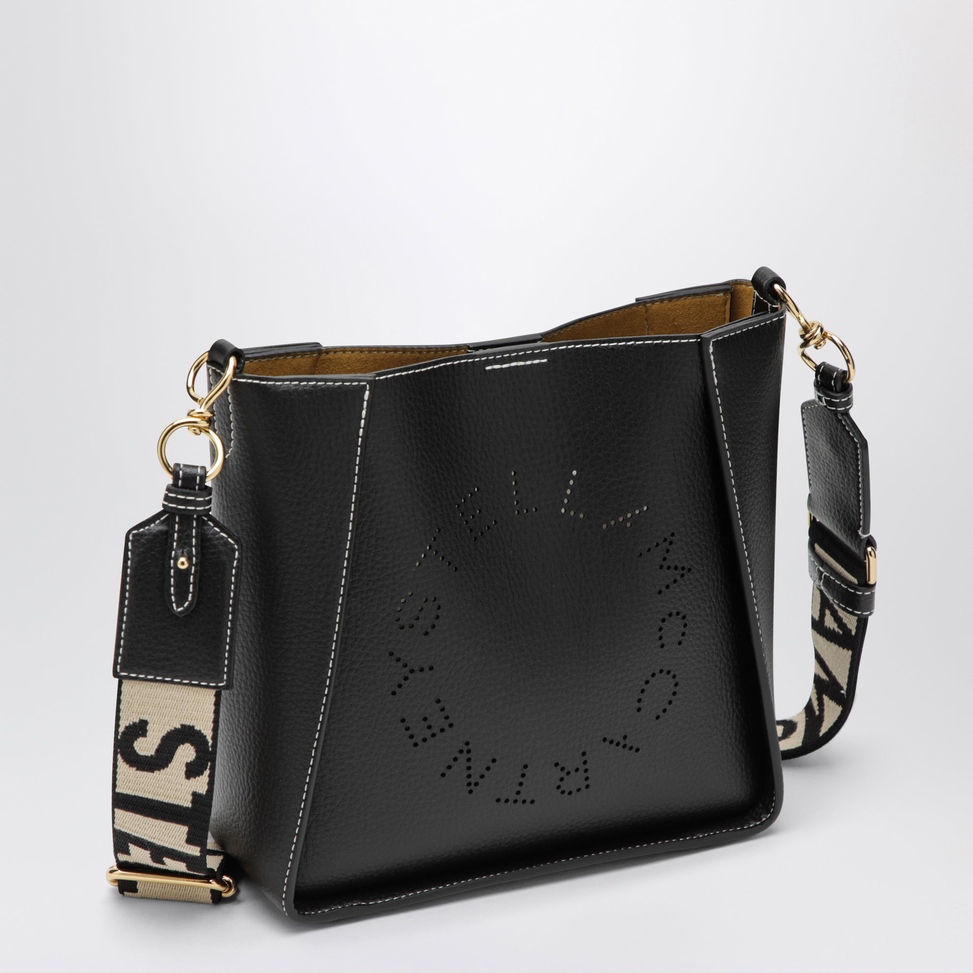 Borsa a tracolla quadrata nera con logo