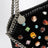 Schwarze Falabella Tiny Schultertasche aus Samt mit Kristallen