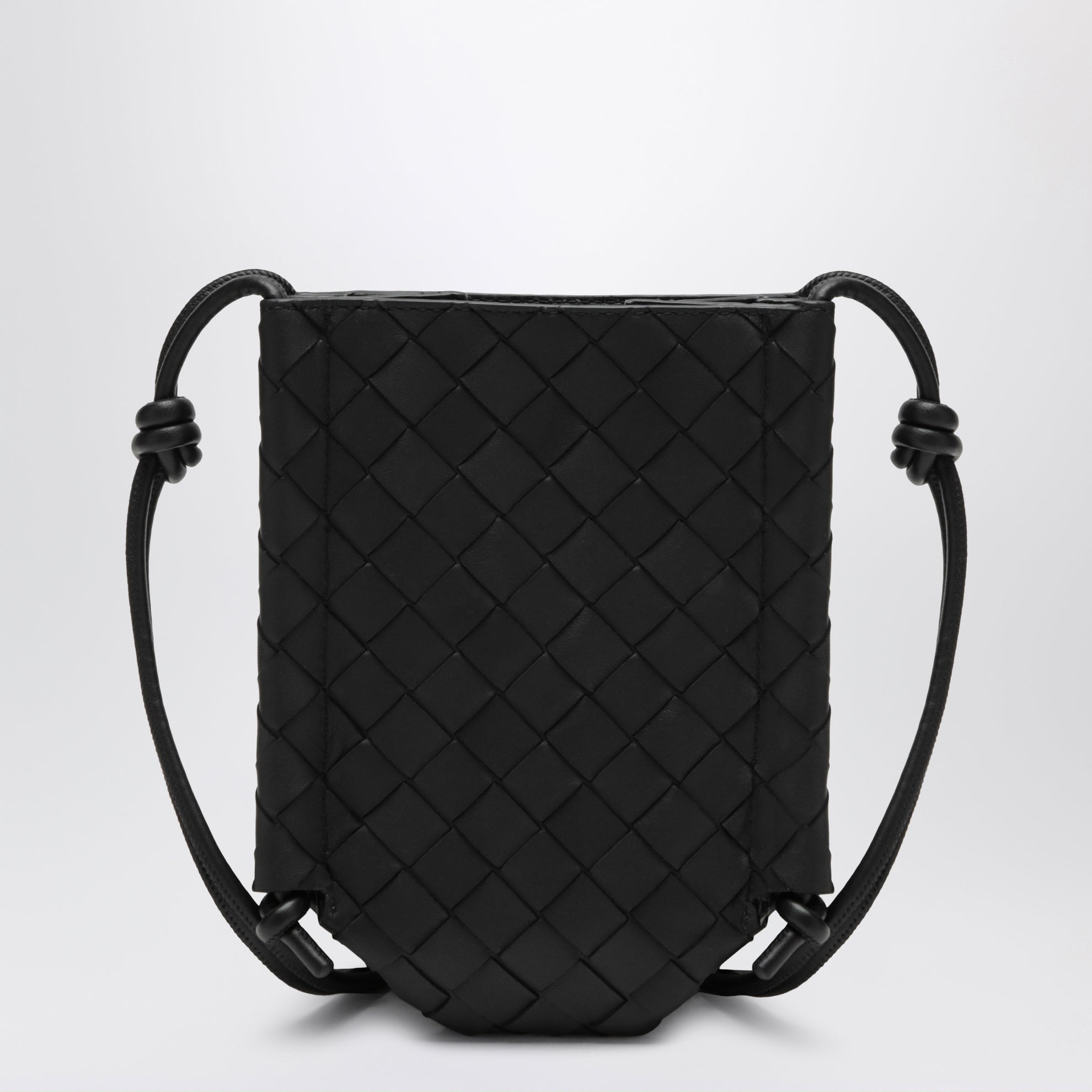 Borsa a tracolla nera in Intrecciato