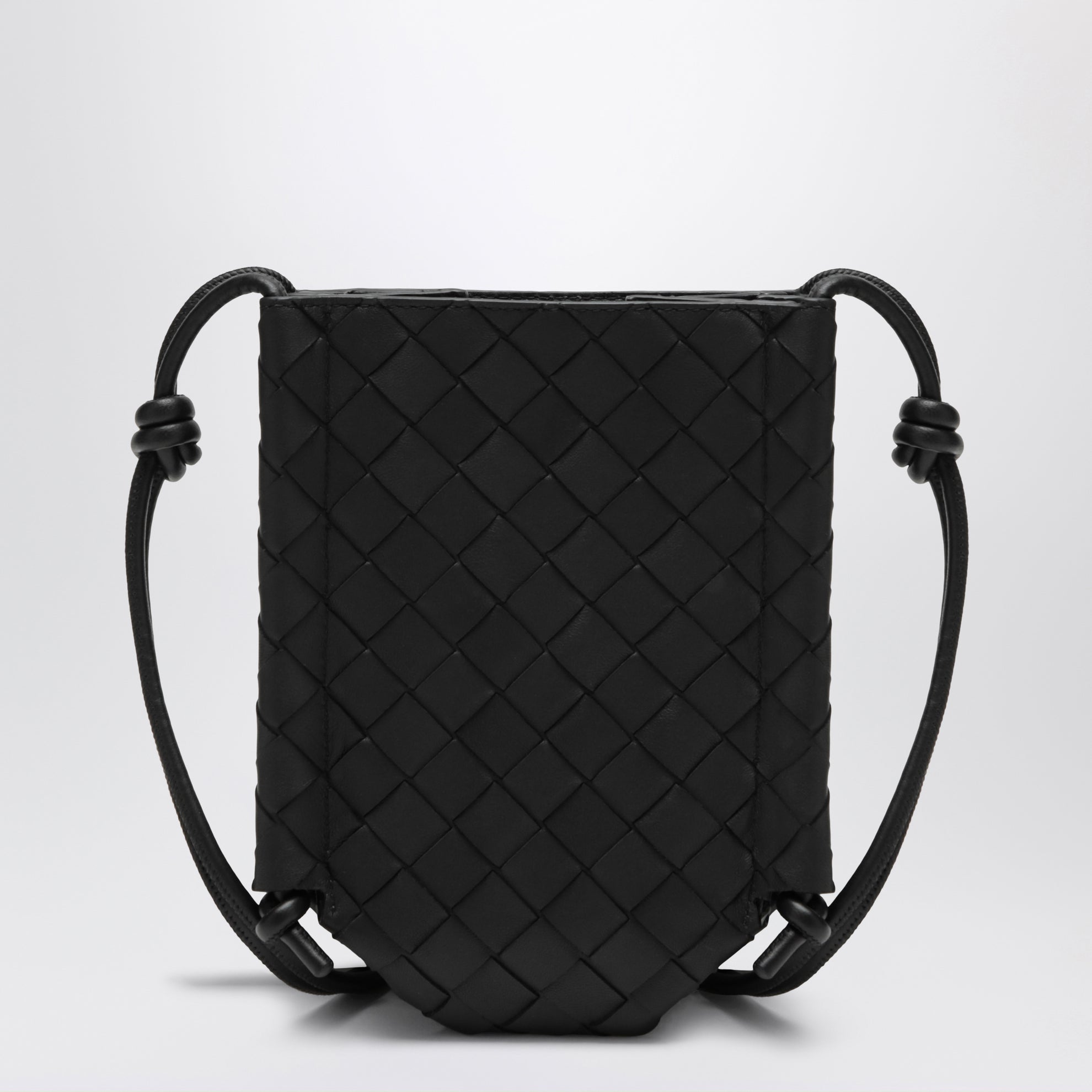Borsa a tracolla nera in Intrecciato