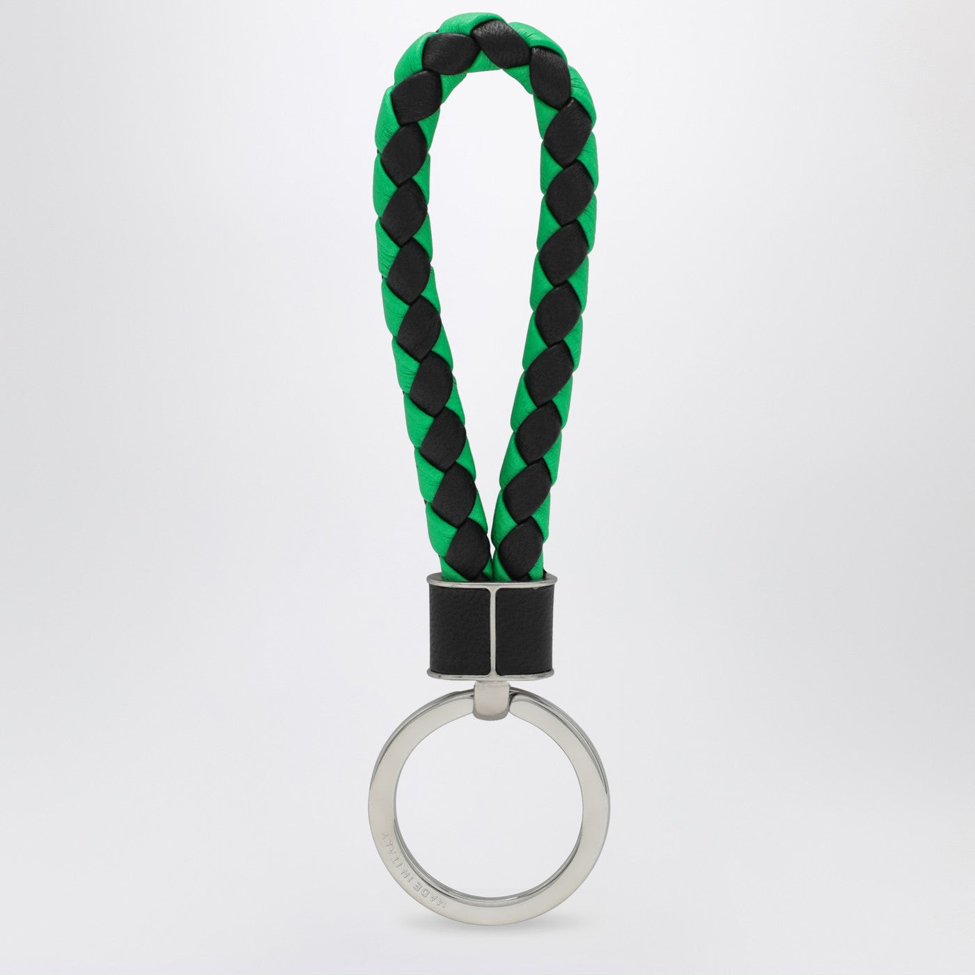 Bottega Veneta Black/Parakeet Green in Intrecciato Keyring