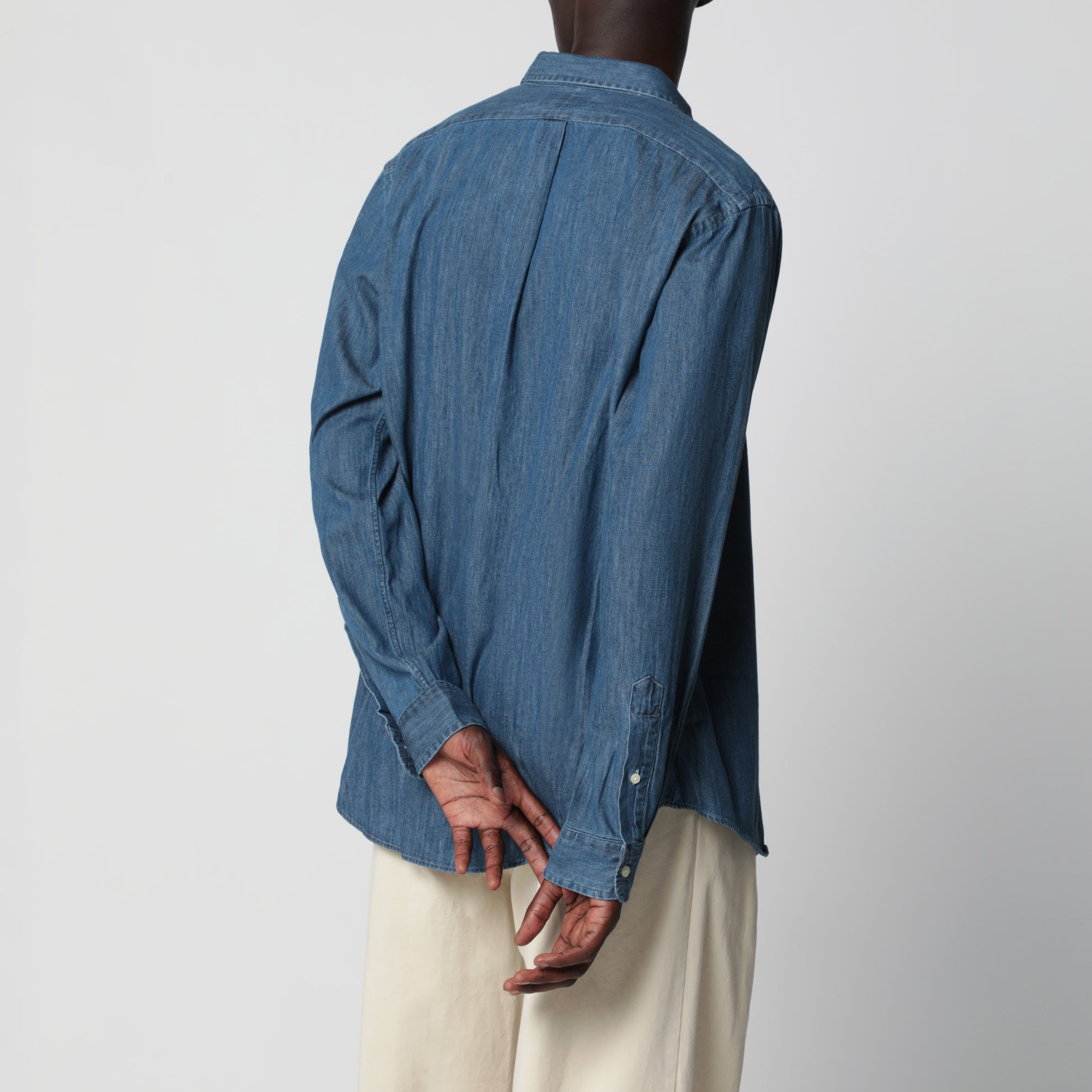 Camicia button-down in denim blu Slim-Fit
