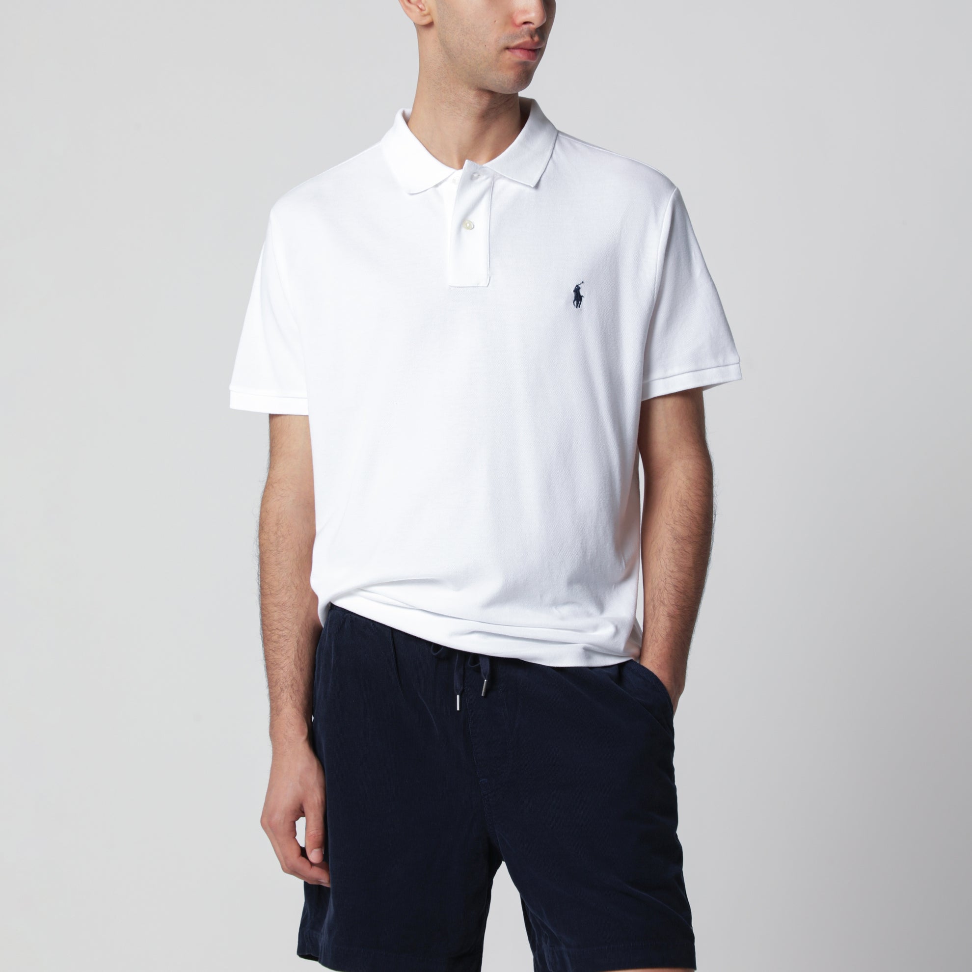 White cotton Custom Slim-Fit polo