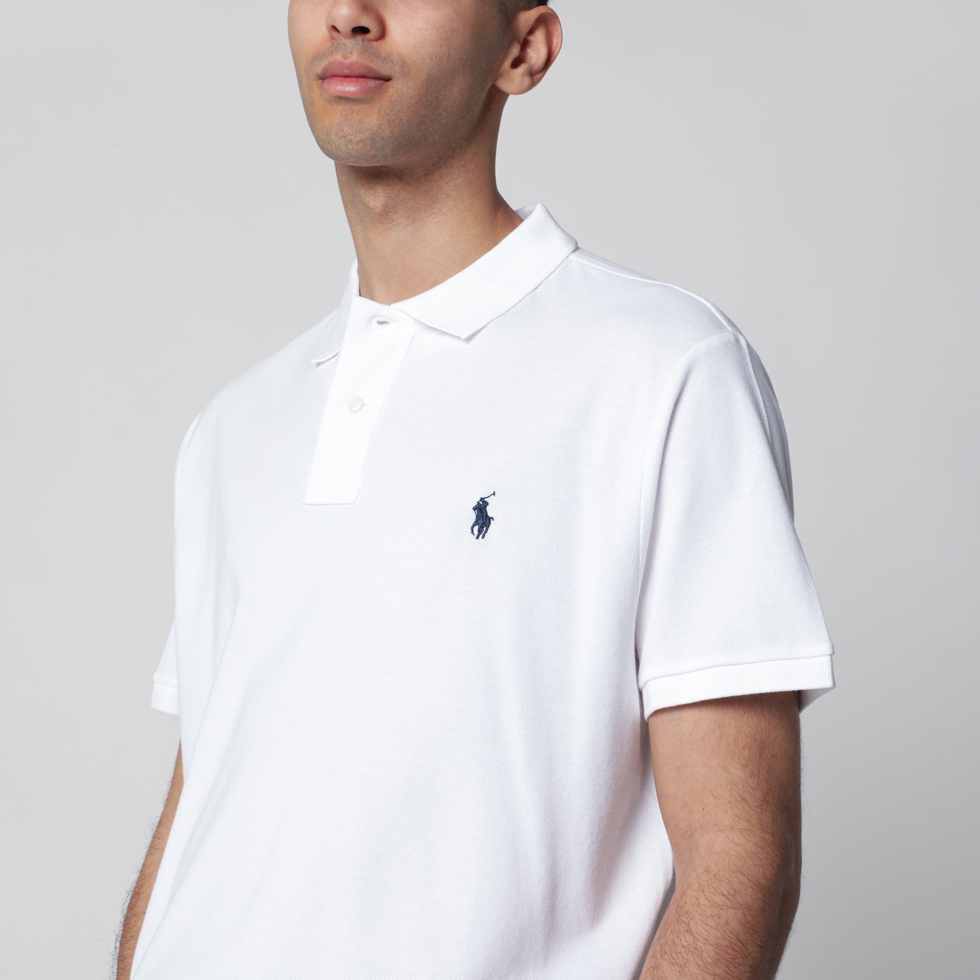 White cotton Custom Slim-Fit polo