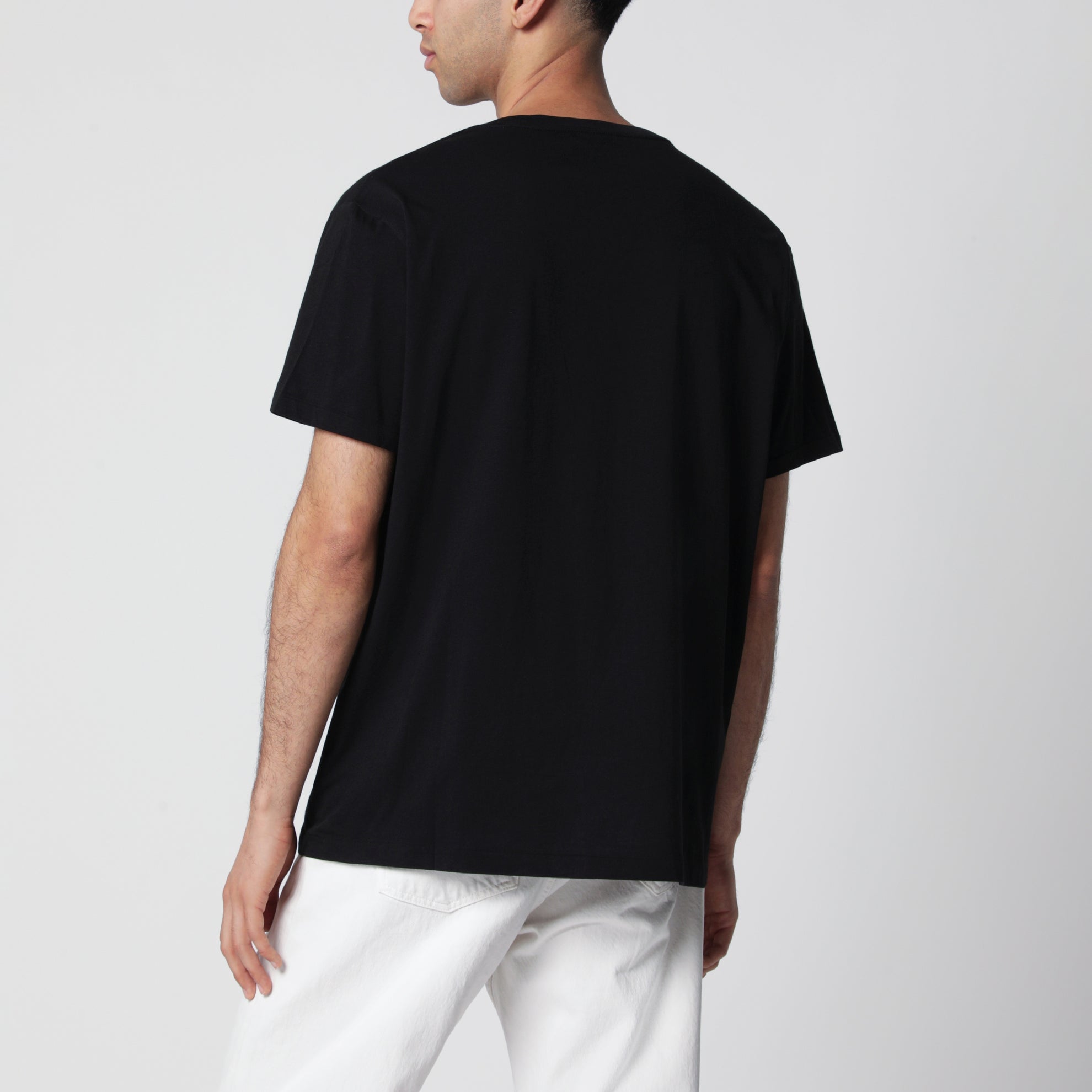 T-shirt nera in cotone Custom Slim-Fit
