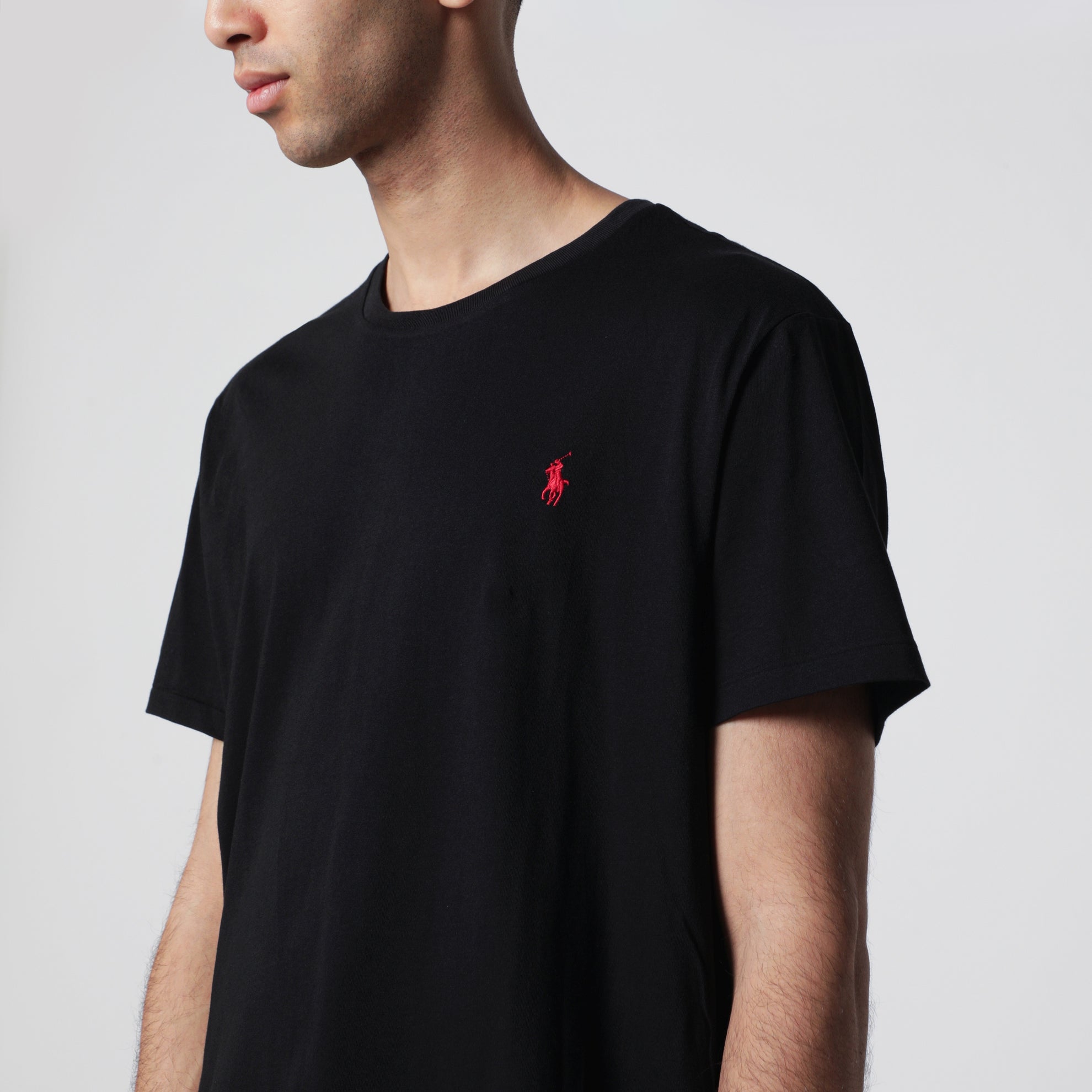 T-shirt nera in cotone Custom Slim-Fit