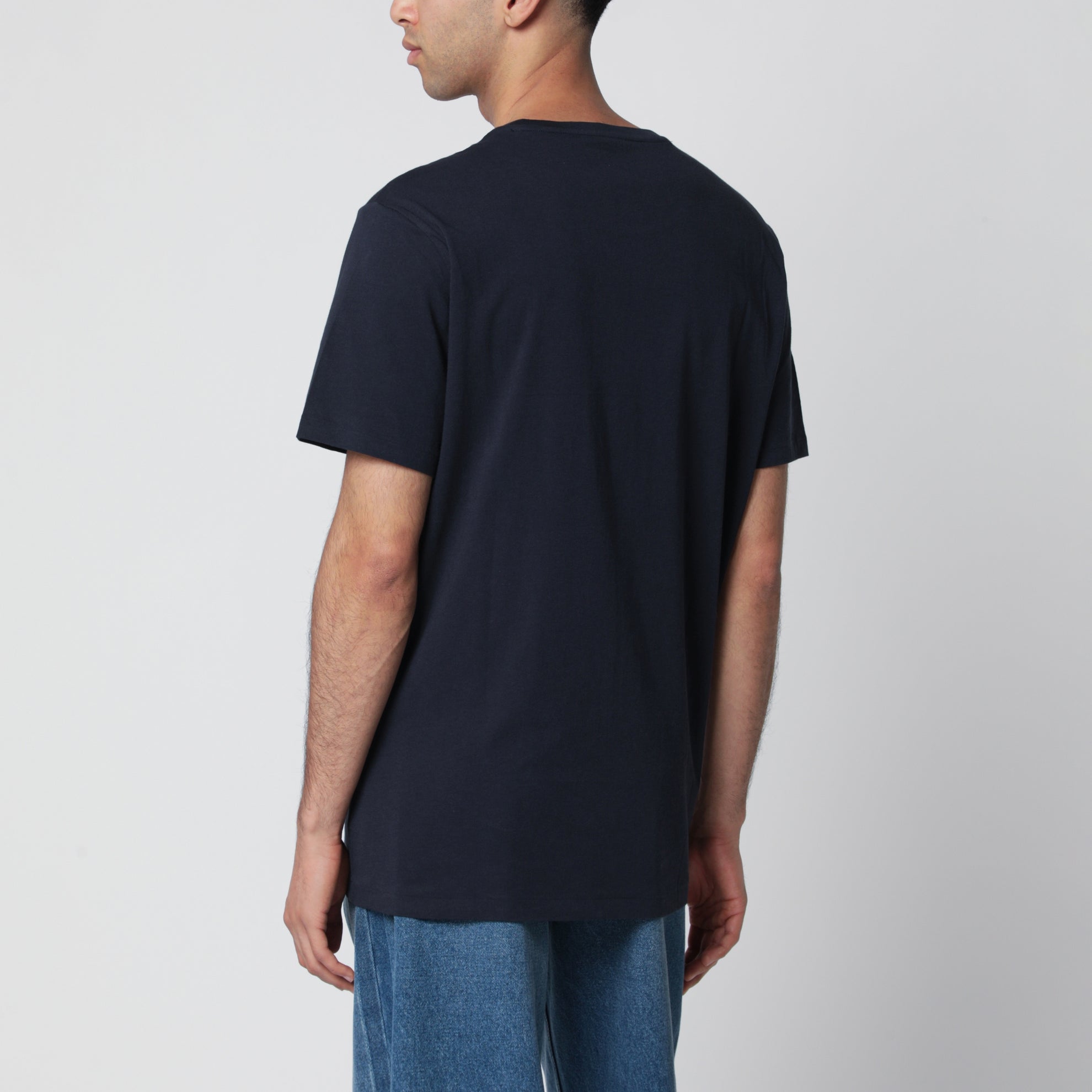 T-Shirt blau aus Baumwolle Custom Slim-Fit