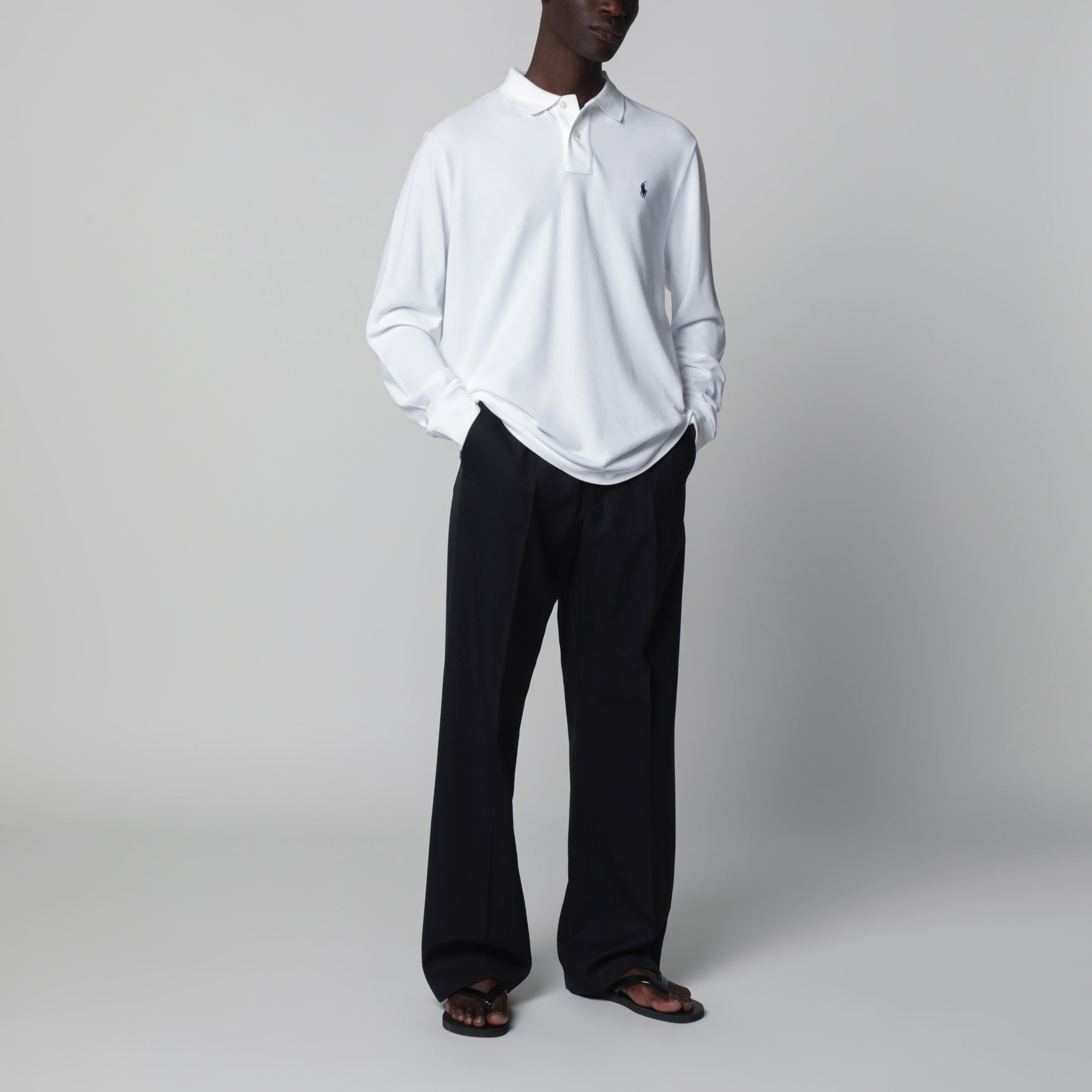 Weißes Baumwoll-Poloshirt Custom Slim-Fit