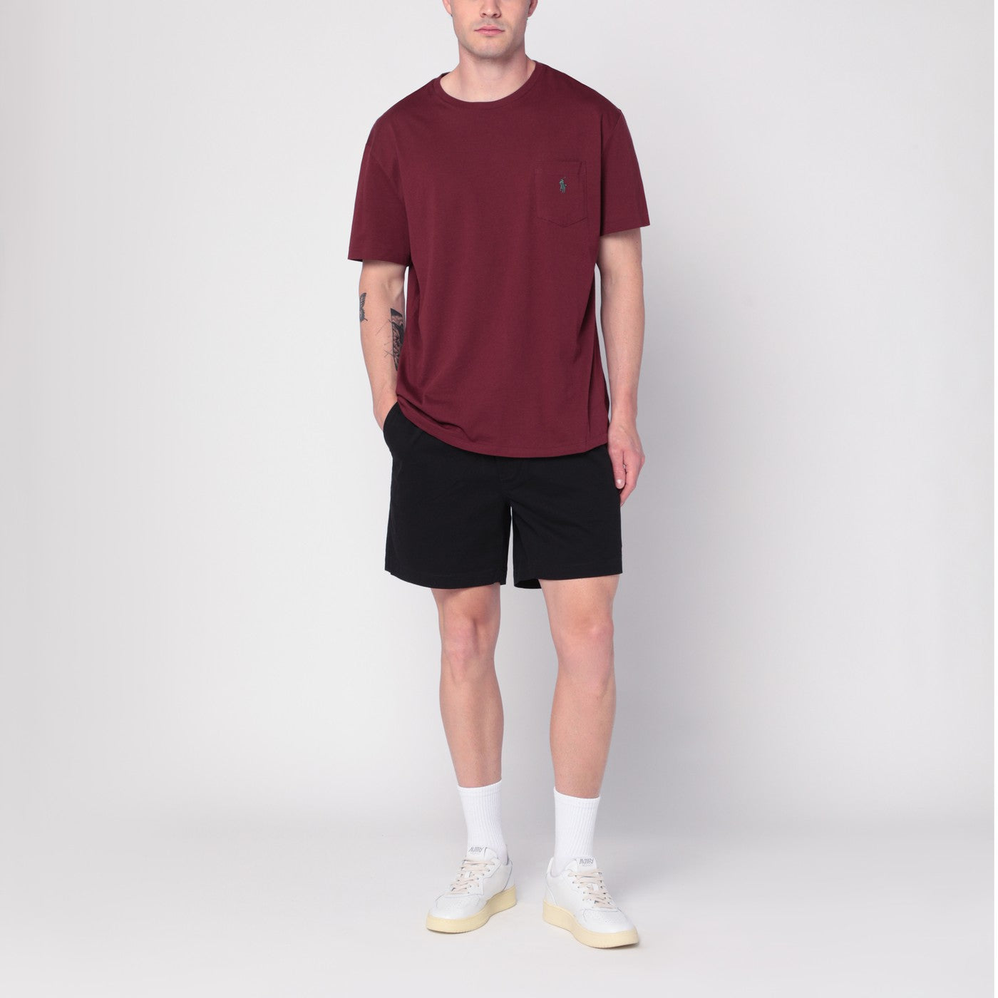 T-shirt rosso vino in cotone Classic-Fit