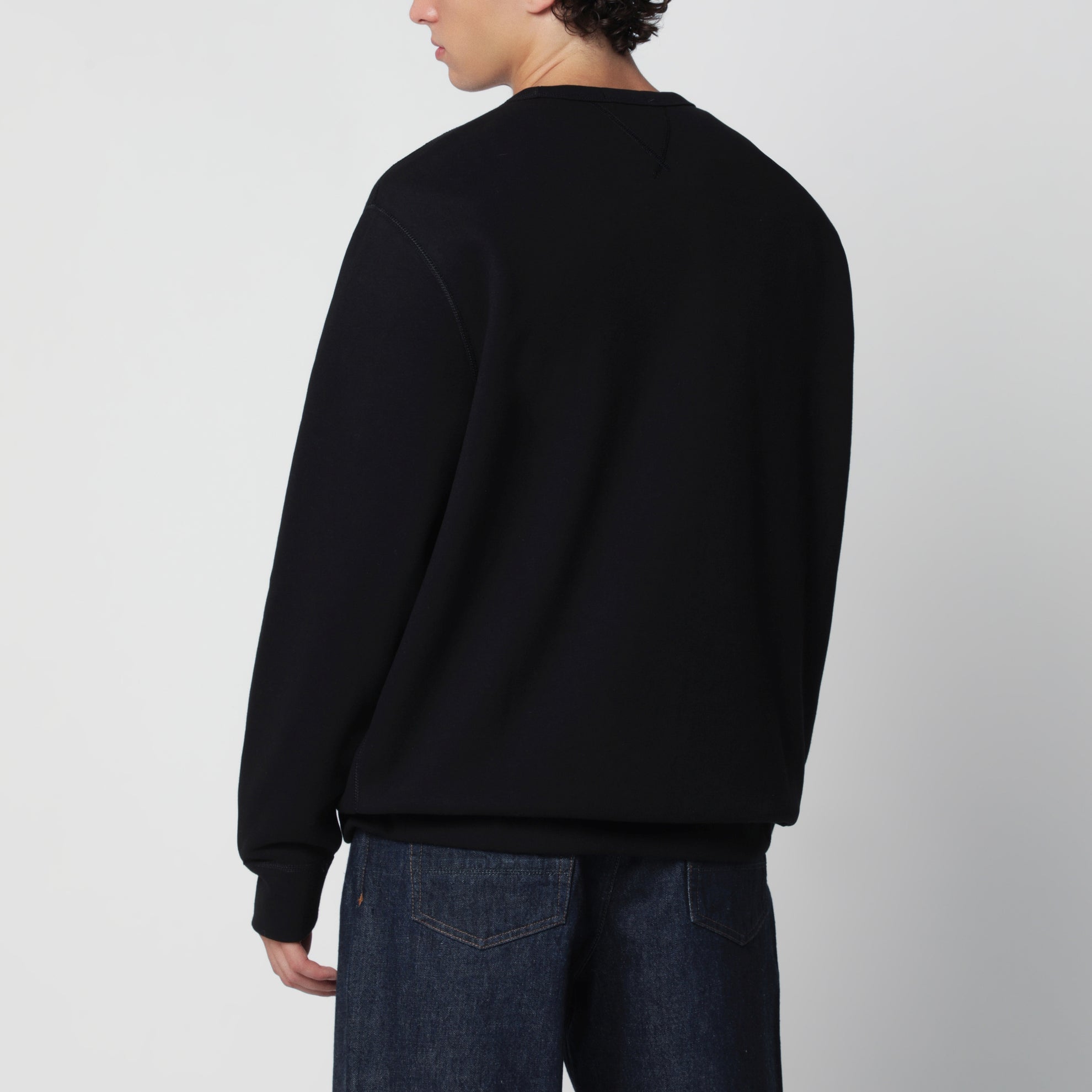 Schwarzes Rundhals-Sweatshirt aus Baumwollmischung